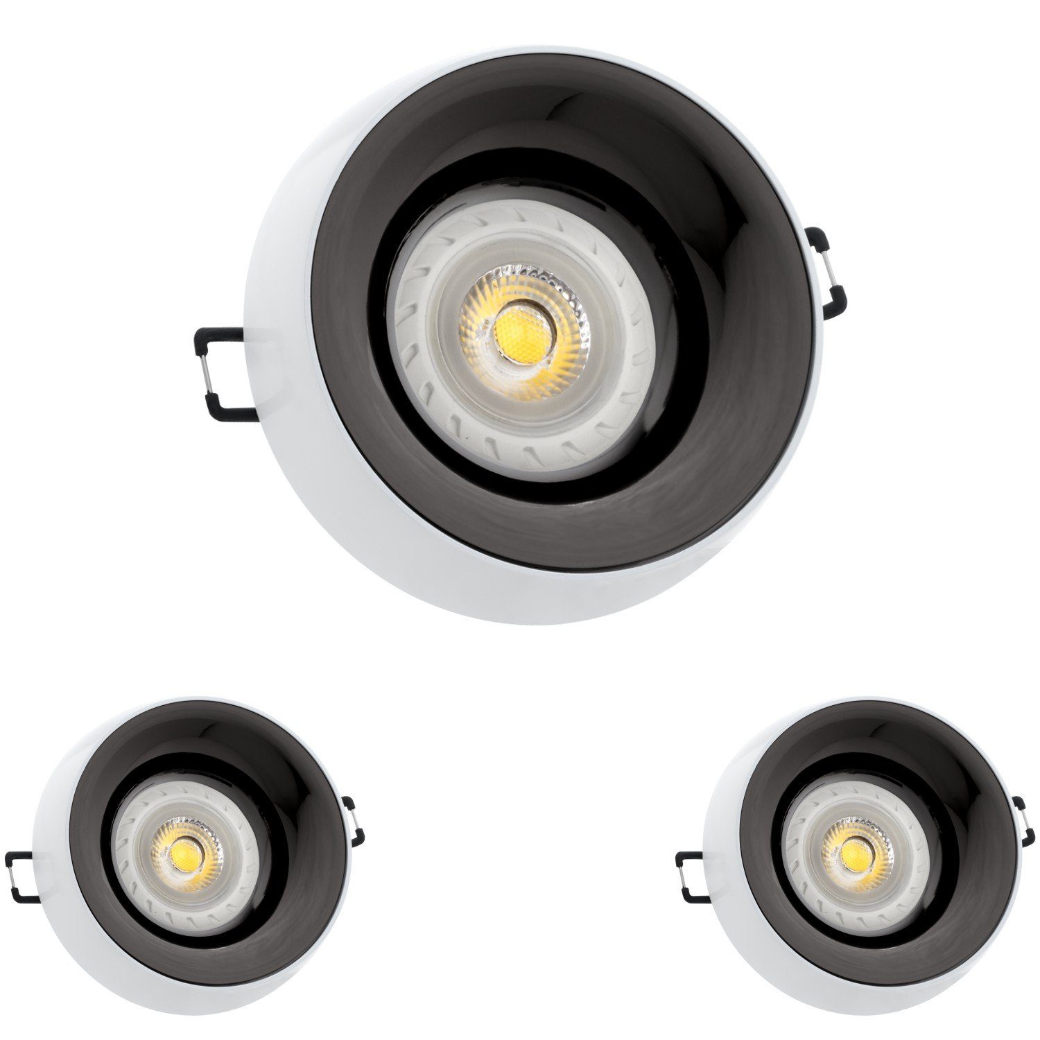LEDANDO LED Einbaustrahler 3er LED Einbaustrahler Set Weiß mit LED GU10 Markenstrahler von LEDAND | Strahler