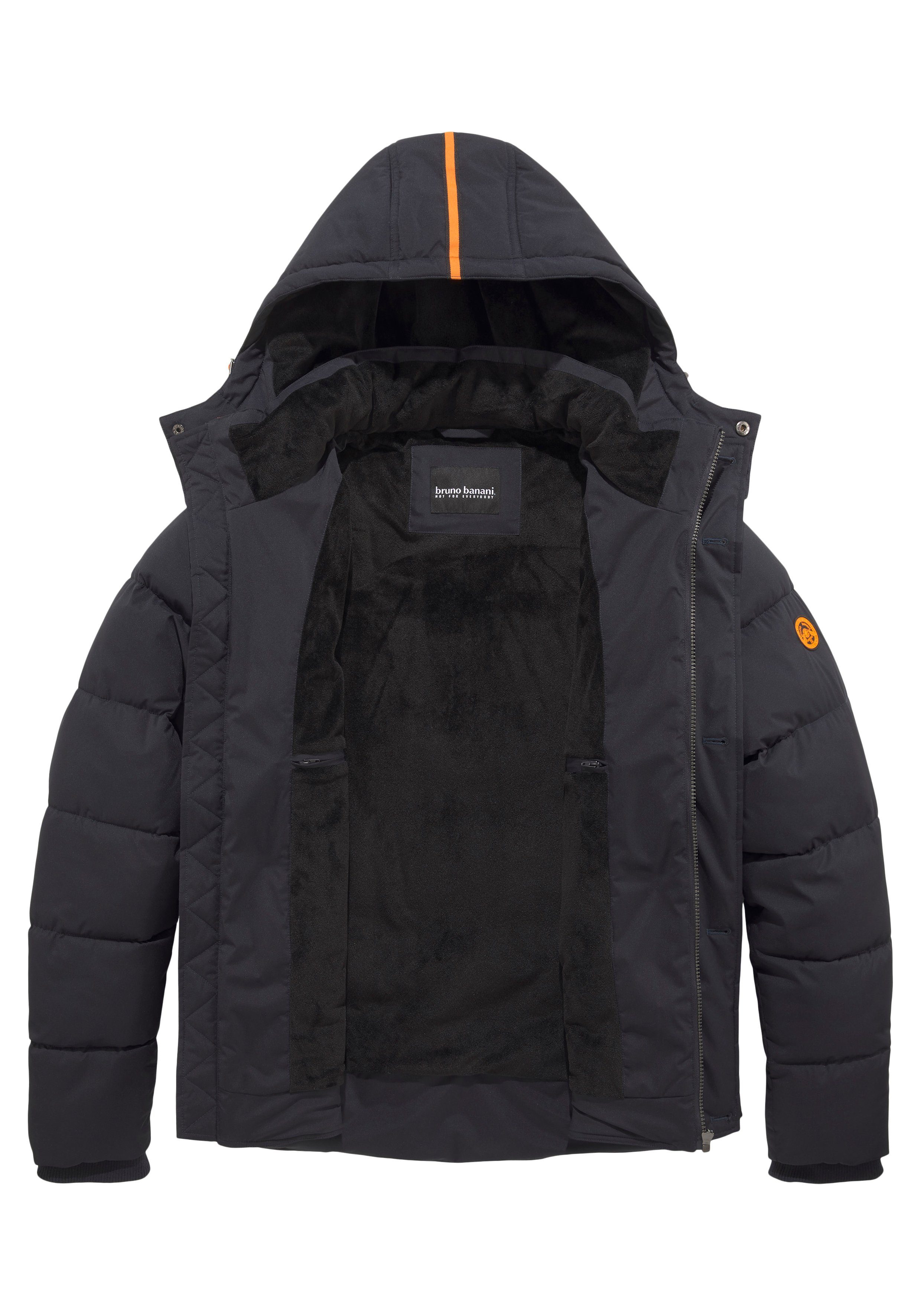 Bruno Banani Steppjacke Winterjacke mit Fellimitat und abnehmbarer Kapuze