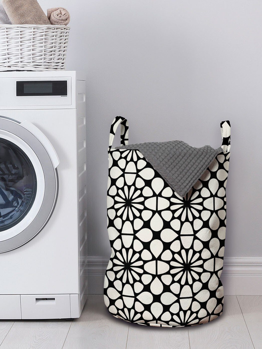 Abakuhaus Wäschesäckchen Wäschekorb mit geometrische Waschsalons, Griffen Kordelzugverschluss Kreis Abstrakte Abstrakt für