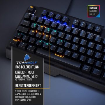 Titanwolf Gaming-Tastatur (mechanisches Keyboard, Anti-Ghosting, Kailh Blue, LED-Beleuchtung)