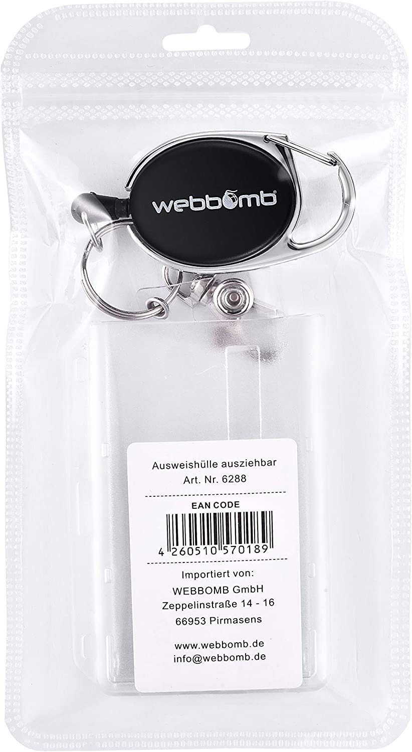 WEBBOMB Schlüsselanhänger 10x Ausweishalter + Jojo Kartenhalter schwarz Schlüssel Doppel mit Hartplastik
