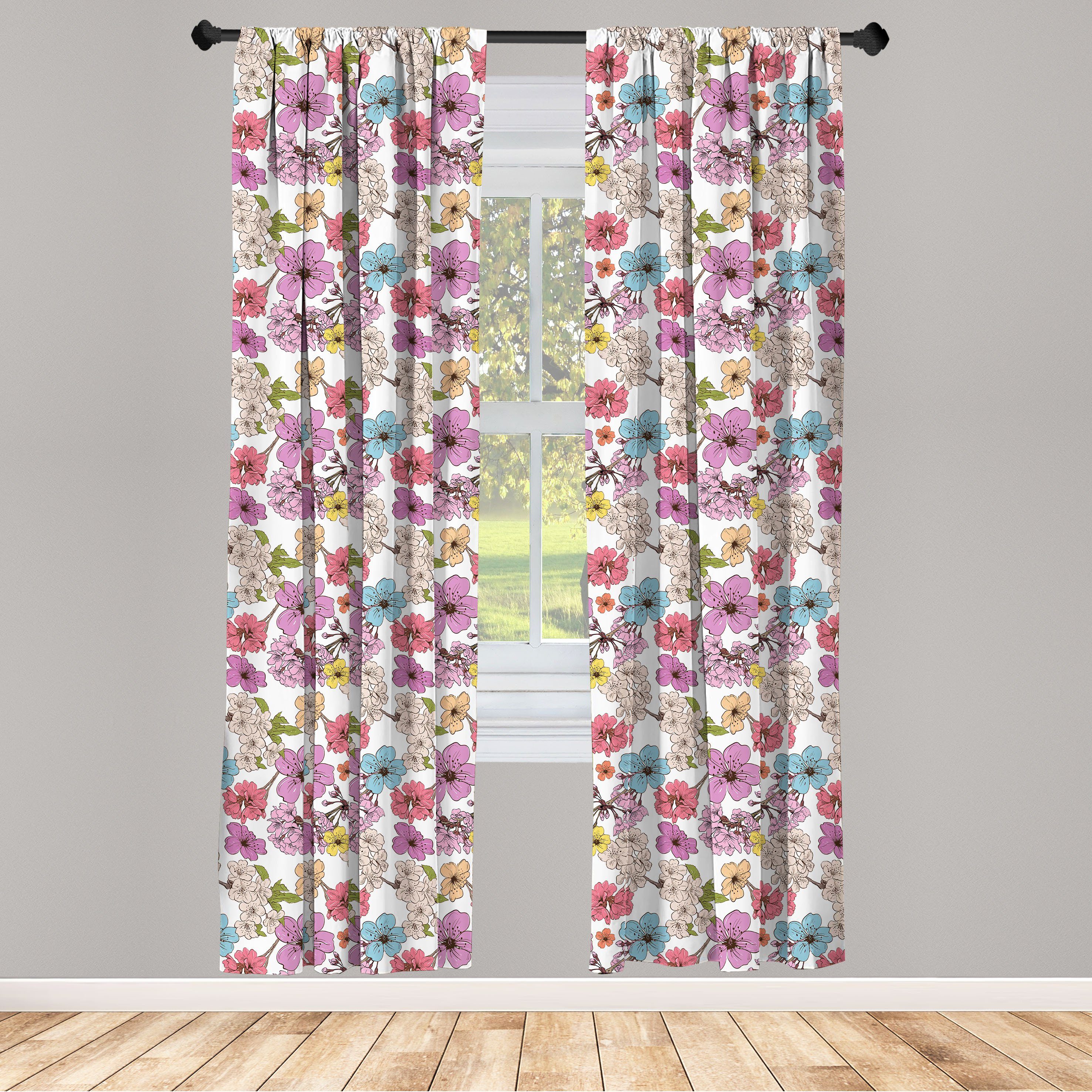 Gardine Vorhang für Wohnzimmer Schlafzimmer Dekor, Frühling Abakuhaus, Microfaser, Aufkeimende Apple-Blumen