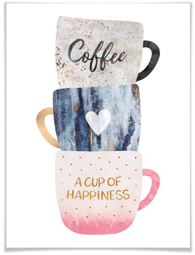 Wall-Art Poster A cup of happiness, Schriftzug (1 St) | Poster