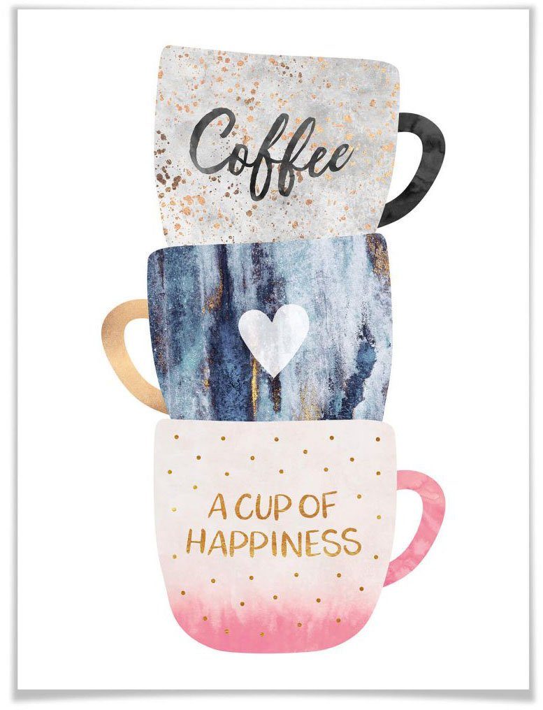 Wall-Art (1 Poster Schriftzug happiness, St) of A cup