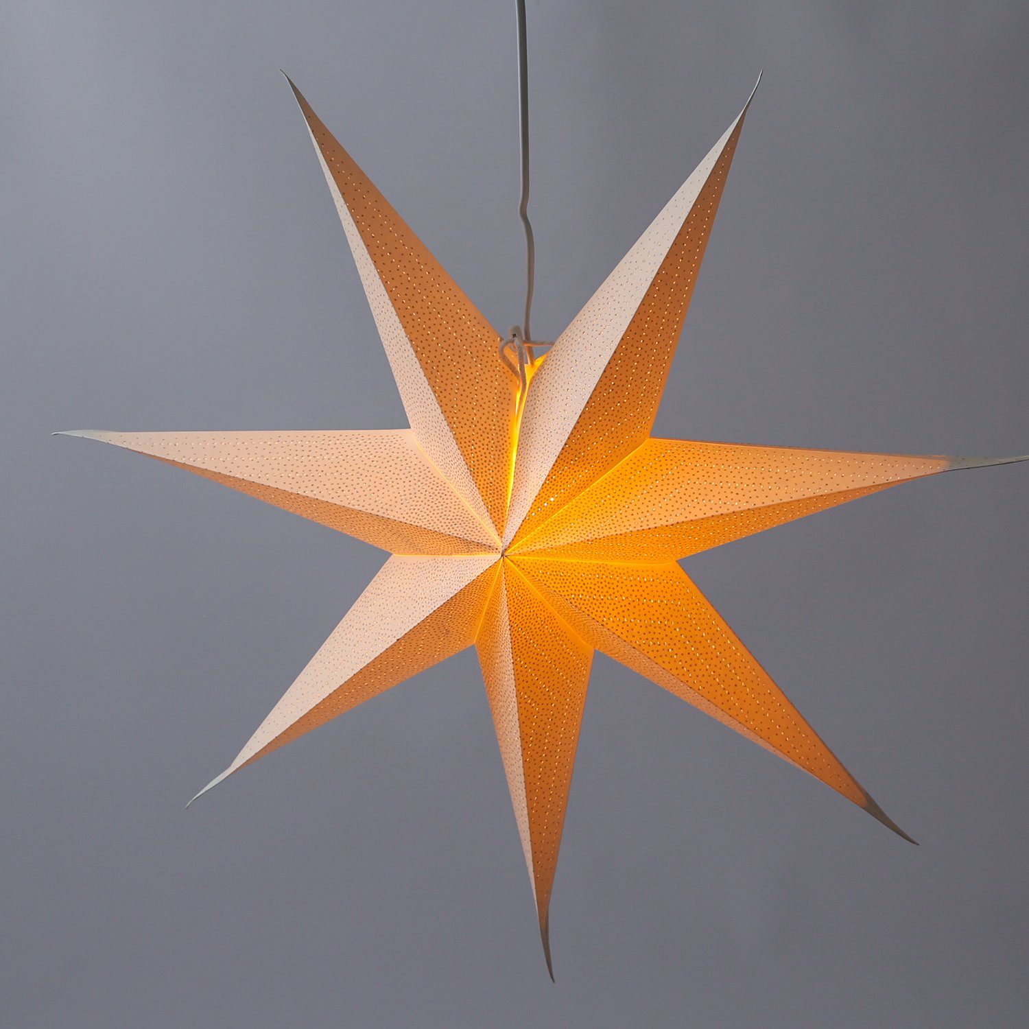MARELIDA LED Stern weiß Faltstern E14 hängend Weihnachtsstern Papierstern Leuchtstern