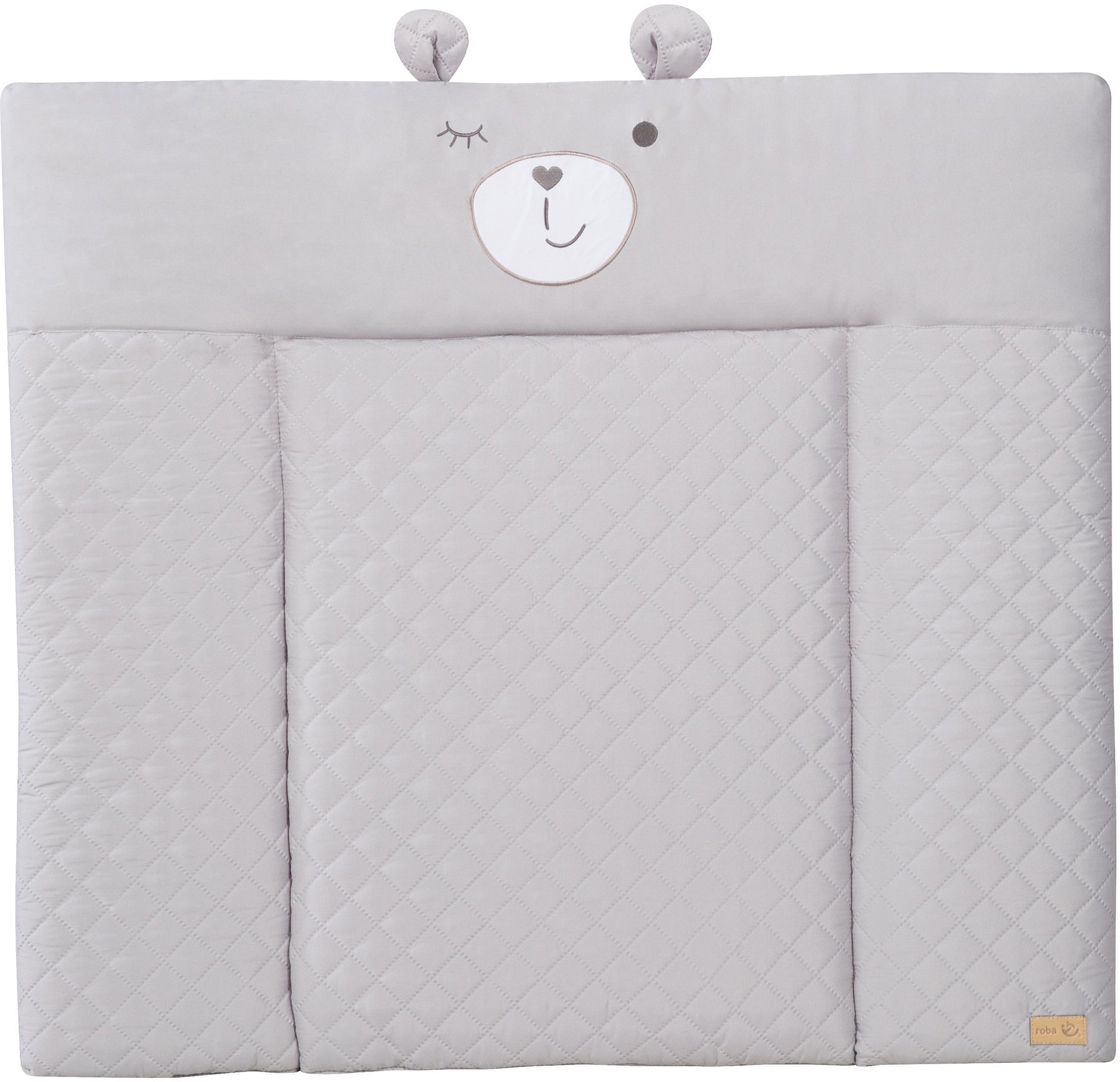 roba® Wickelauflage Style, Soft, silbergrau, mit aufgesticktem Gesicht