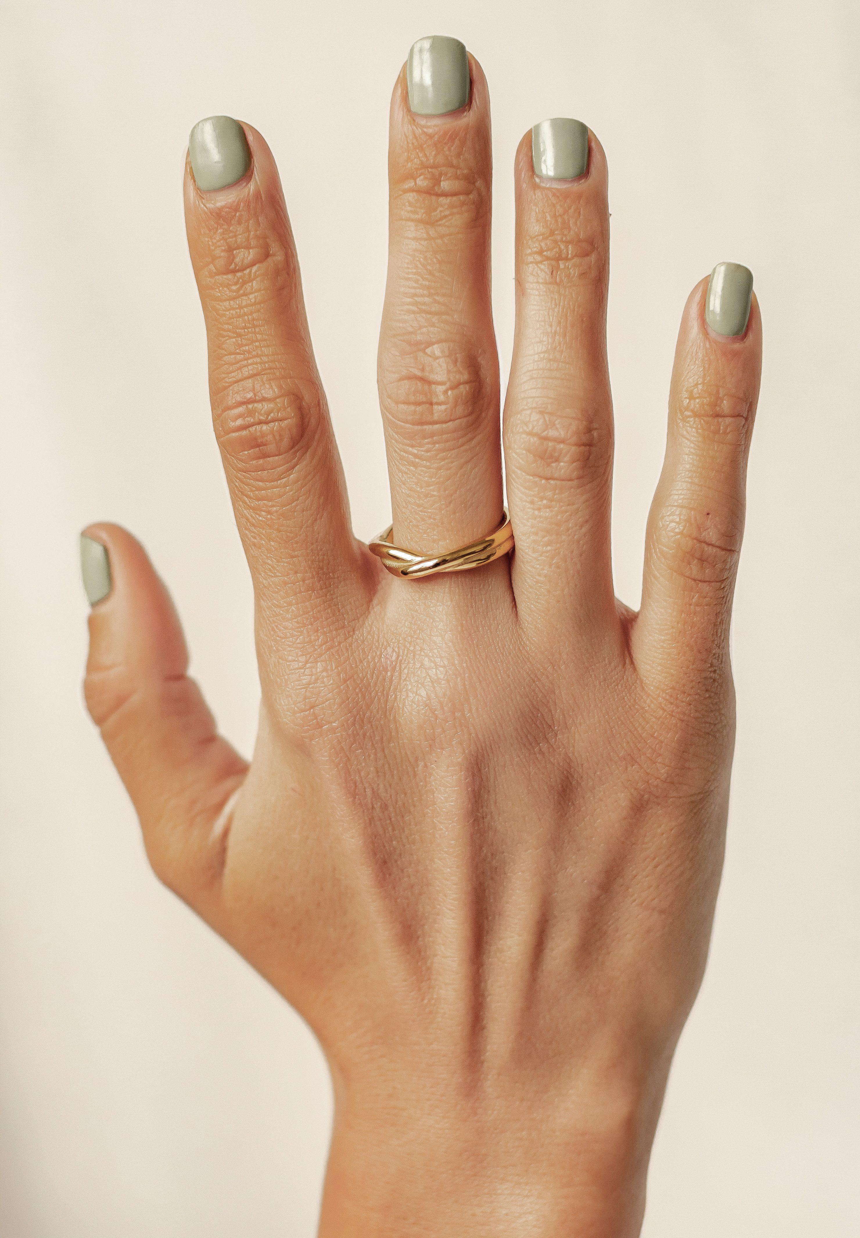 Hey Happiness Fingerring Wickelring Edelstahl Damen, 18K vergoldet wasserfest, Freundschaftsring ohne Stein, Doppel Band Ring