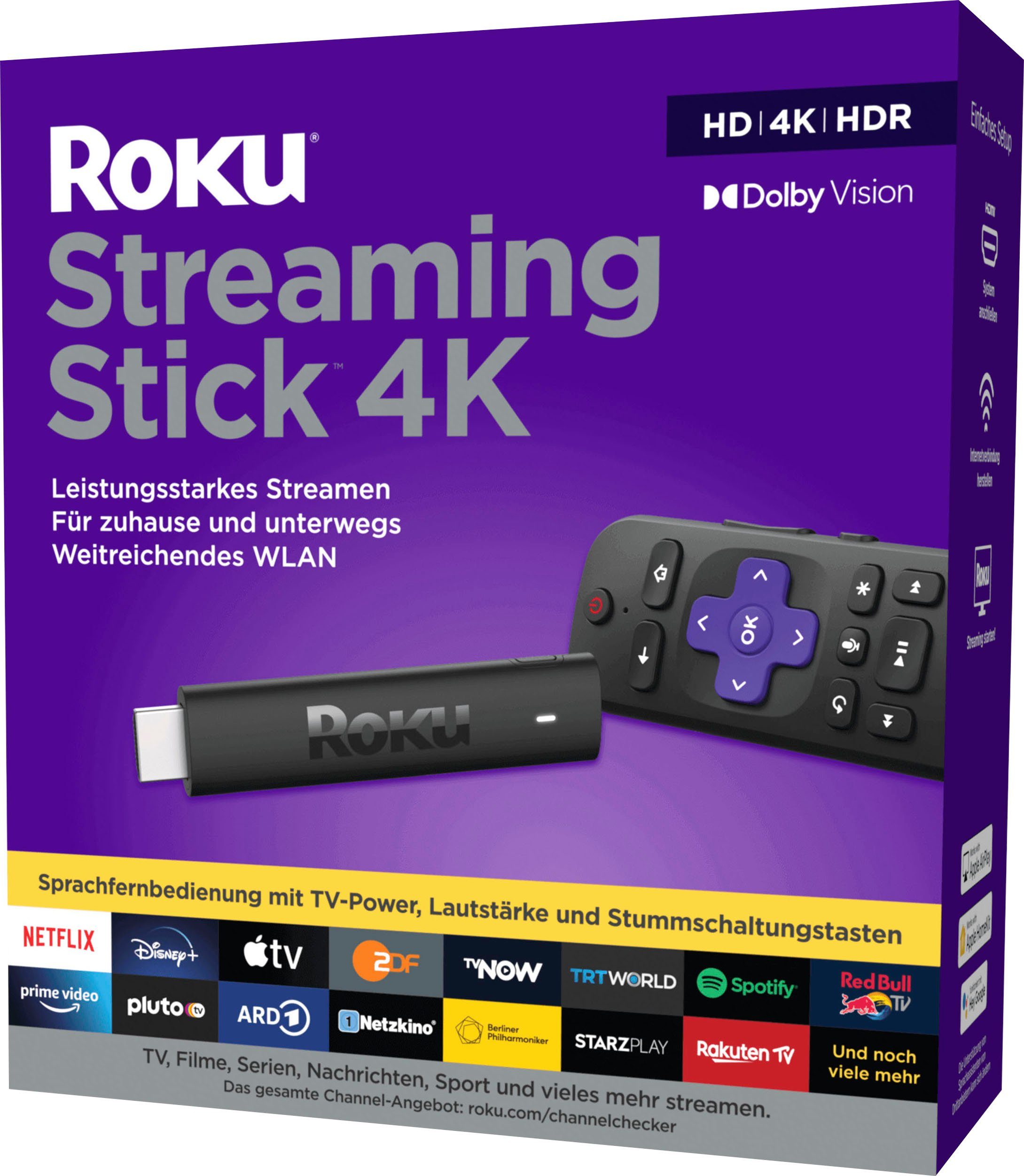 ROKU Streaming-Stick Streaming Stick 4K HD/HDR Media Player Netflix Prime Disney+ wow