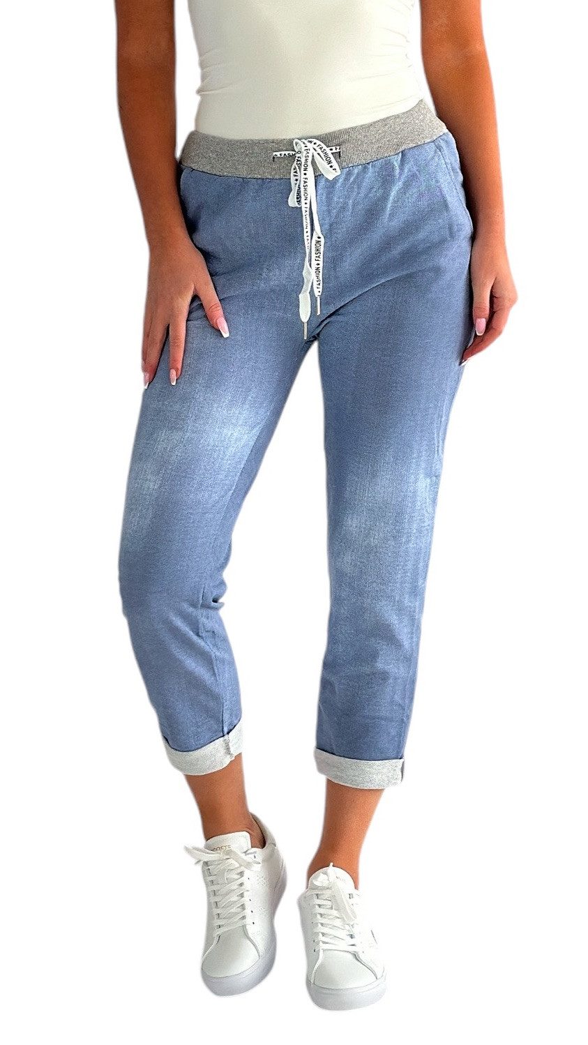 Chinohose Damen Hose Blumen Jogginghose Baumwolle gemustert M. 287