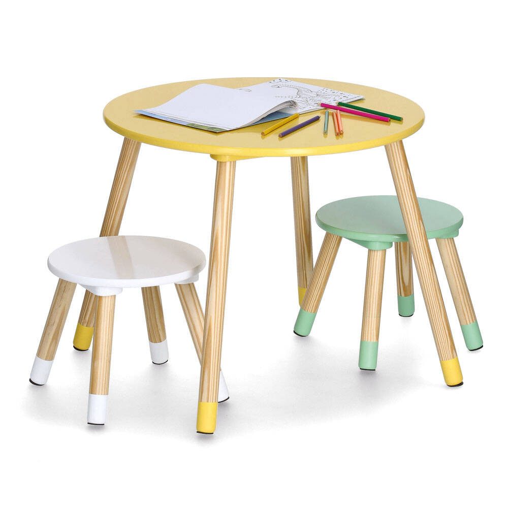 Zeller Present Kindertisch Möbelset für Kinder aus MDF und Kiefer, Tisch + 2 Stühle (funktional), keine