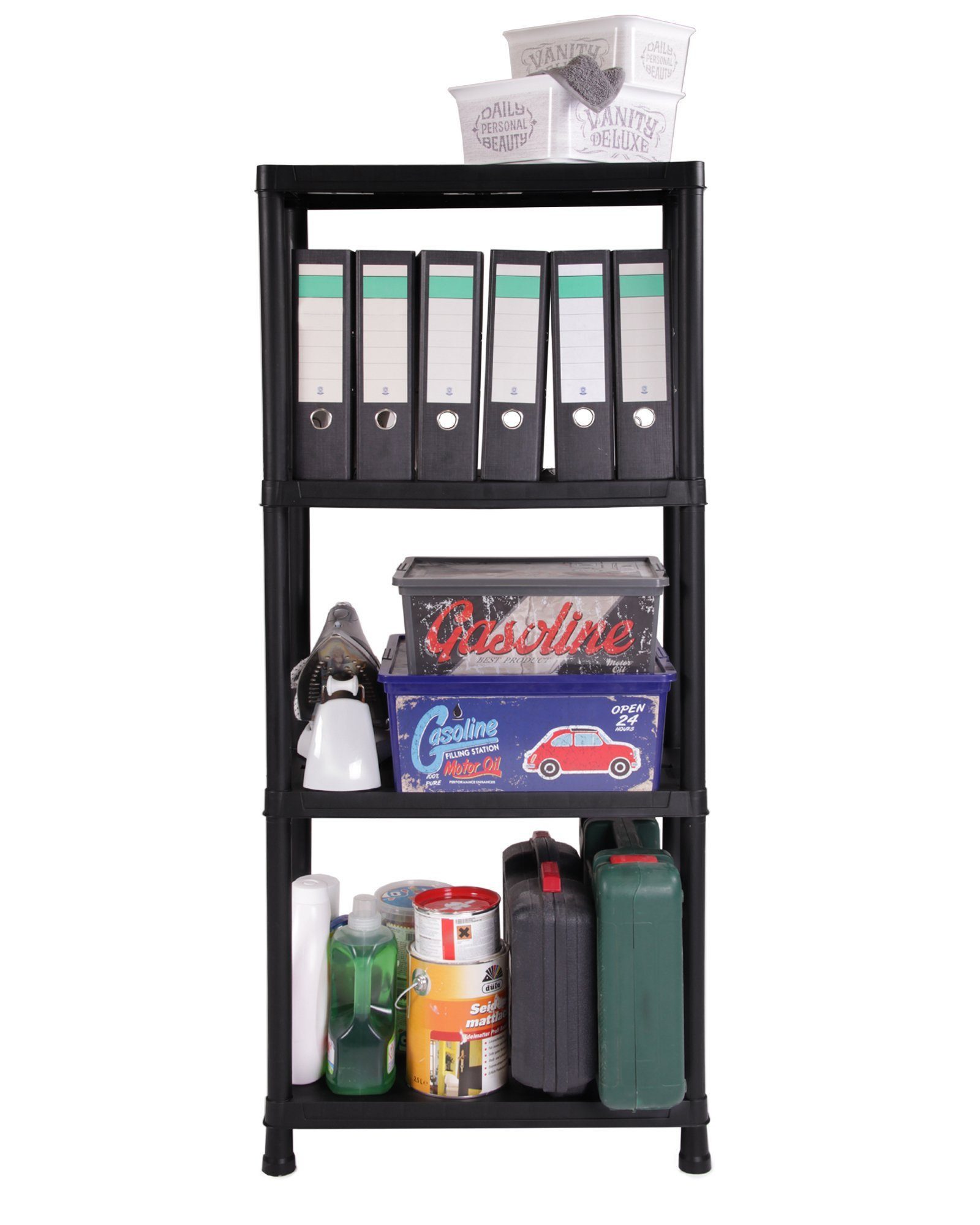 ONDIS24 Steckregal Regal, Lagerregal, 60 x 30 x 131 (H) cm, 12 Zoll, 1-tlg., Kunststoff, anthrazit, bis maximal 125 kg belastbar