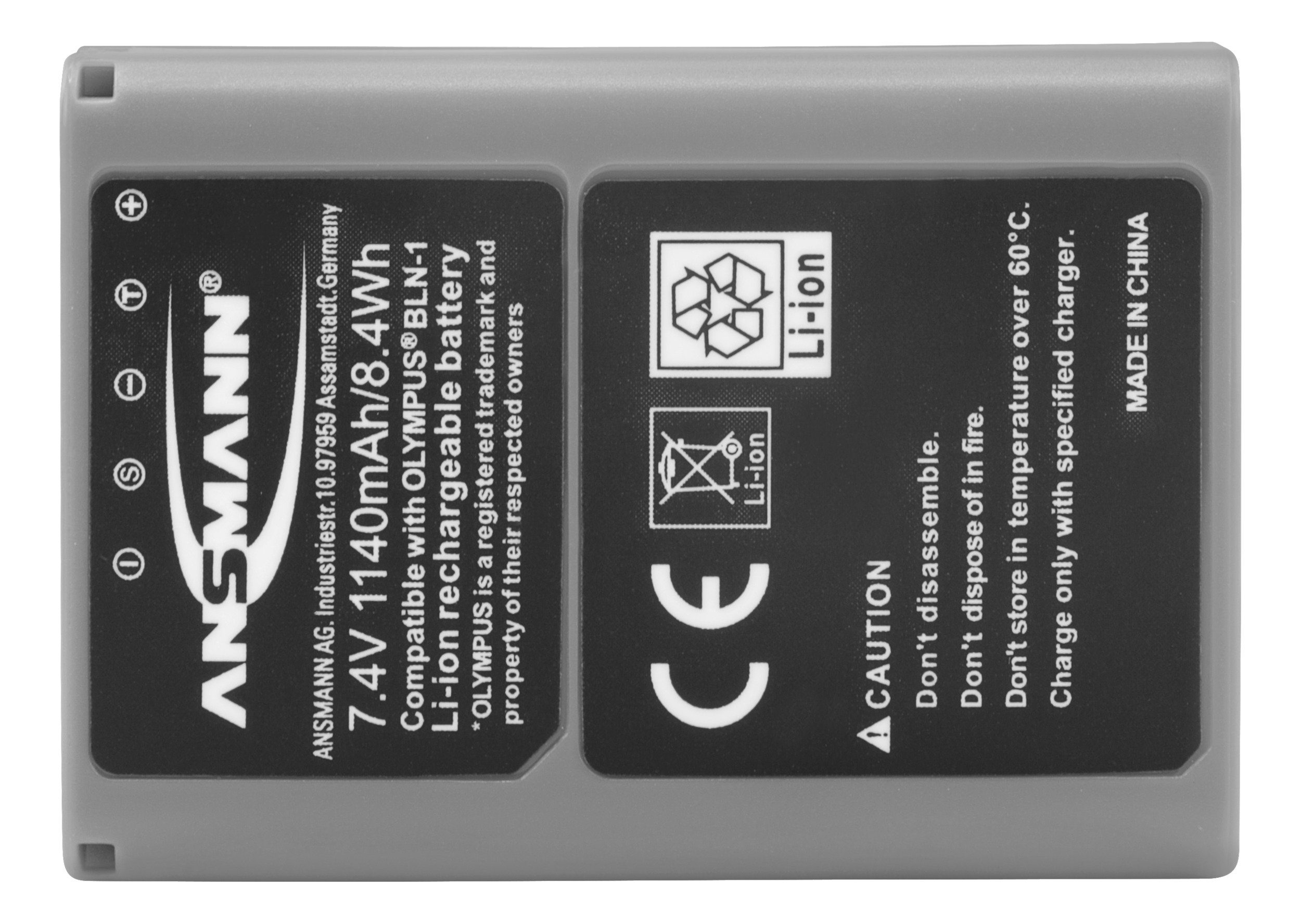 Kamera mAh A-Oly BLN1 Olympus Akkupack für 1140 ANSMANN® M5, (7.4 P5… Ersatz 1400-0058 Kamera-Akku V)