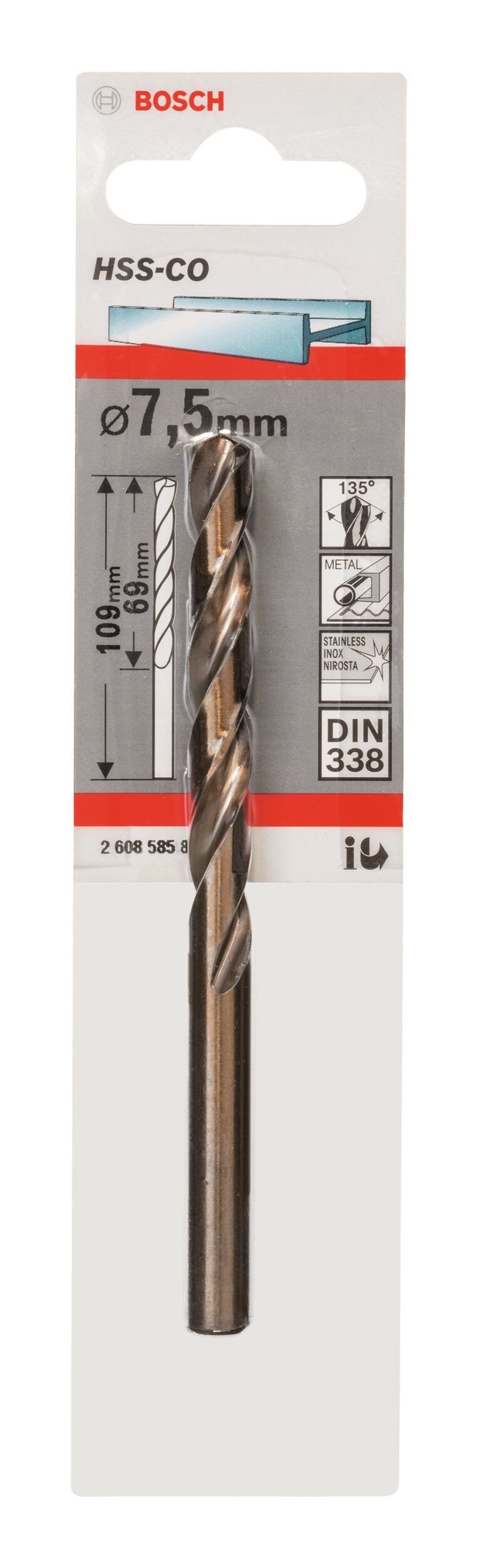 109 338) BOSCH Metallbohrer, HSS-Co (DIN - 1er-Pack 69 x mm - x 7,5