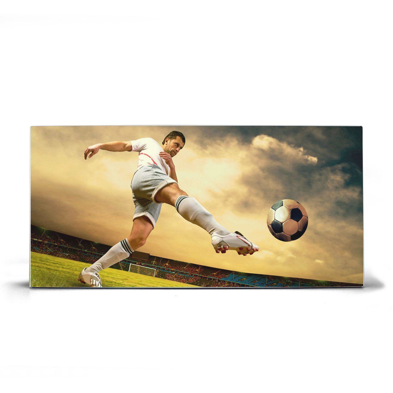 banjado Wandtafel Stahl Football, (inkl. 4 Magnete, Stahlmagnettafel) silberfarben