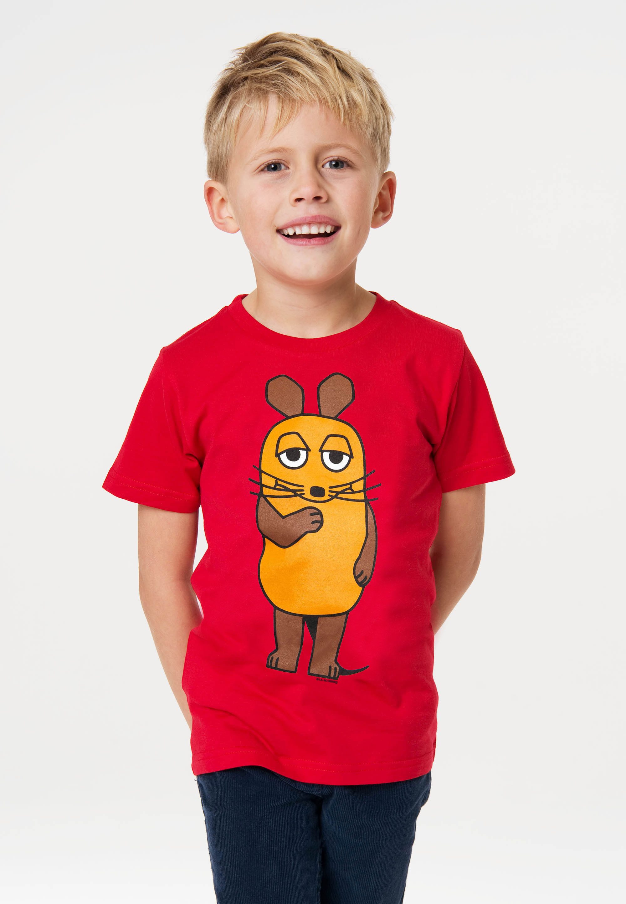 Logoshirt® TV I Die Sendung mit der Maus I De Maus I Gezicht I Organic T-shirt Print I Kinderen I Meisjes & Jongens I oranje I Gelicentieerd Origineel Ontwerp I Maat 152