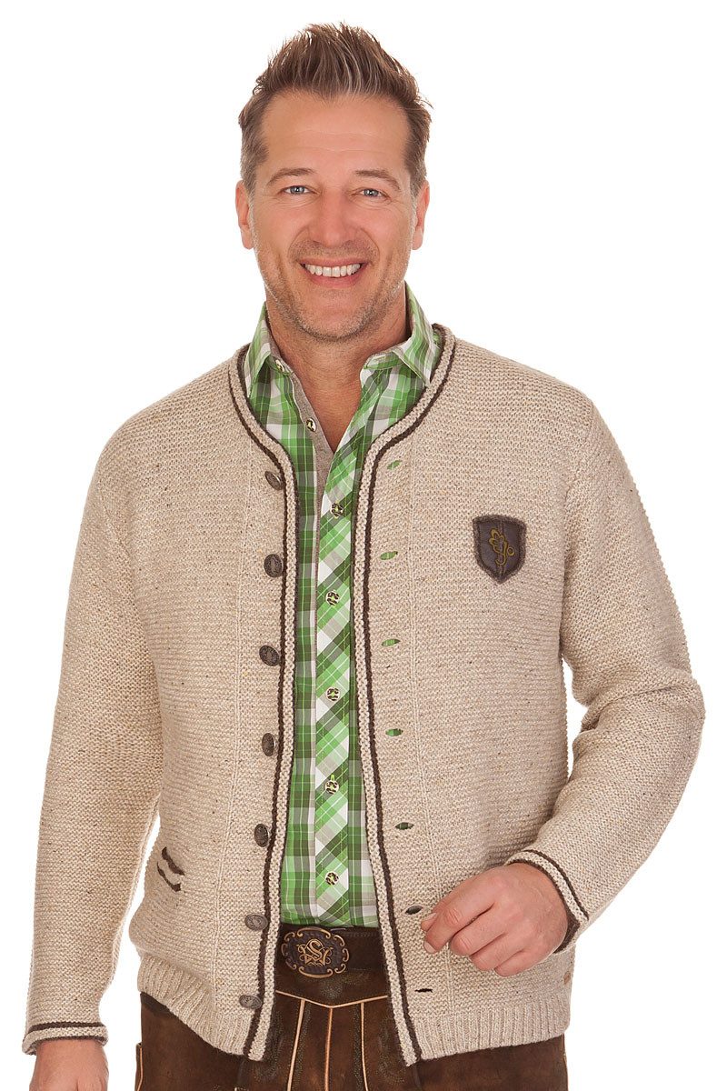 Spieth & Wensky Trachtenstrickjacke Trachten Strickjacke Herren - KALTBACH - natur, mittelbraun