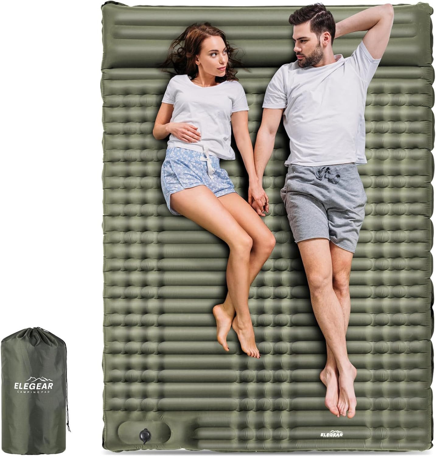 Elegear Isomatte 10cm dicke Campingmatte, 200×65/140CM Aufblasbar Superleicht, (1-tlg), Camping Isomatte Schlafmatte, leicht zu tragen, camping zubehör