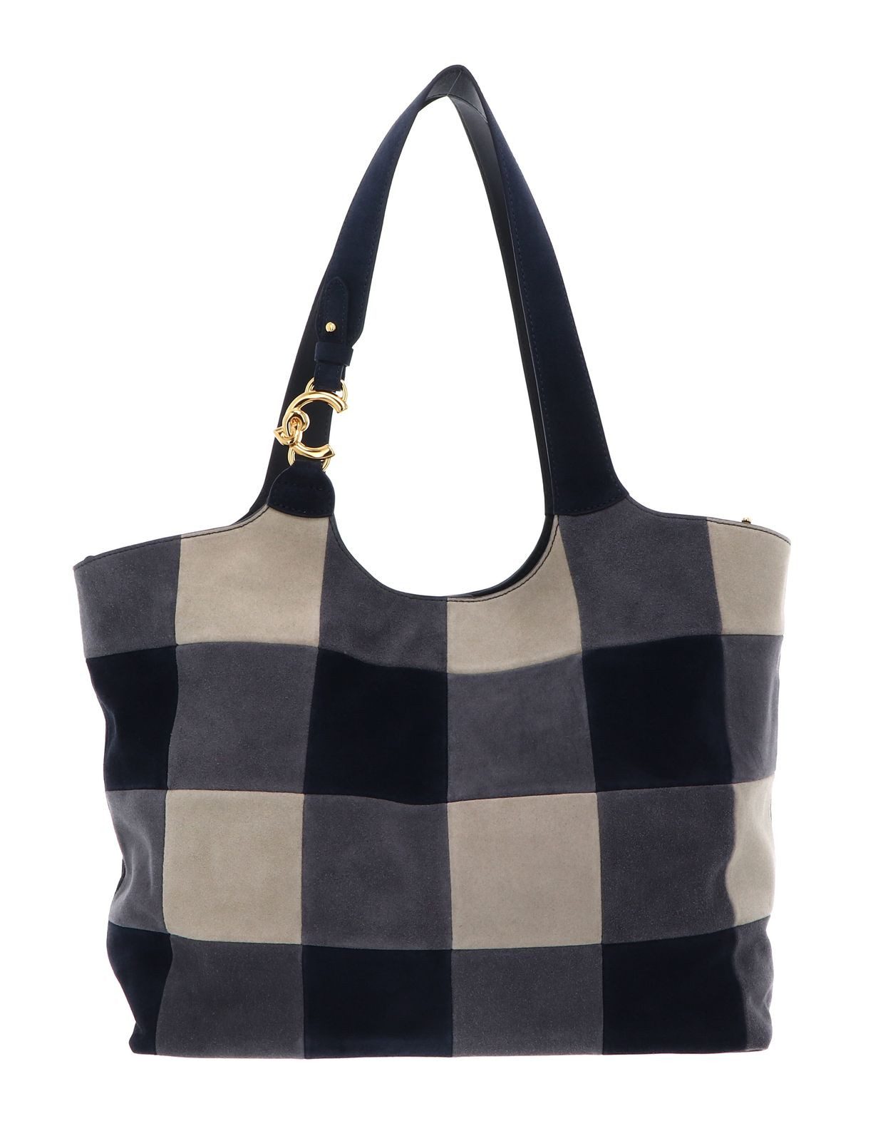 COCCINELLE Schultertasche Handbag Vichy Suede Pat. / Smo. Le., aus echtem Rindsleder