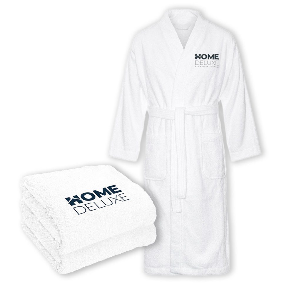 HOME DELUXE Bademantel Sauna Set NOA, Baumwolle, Inklusive 2 Handtüchern, Handtuchset