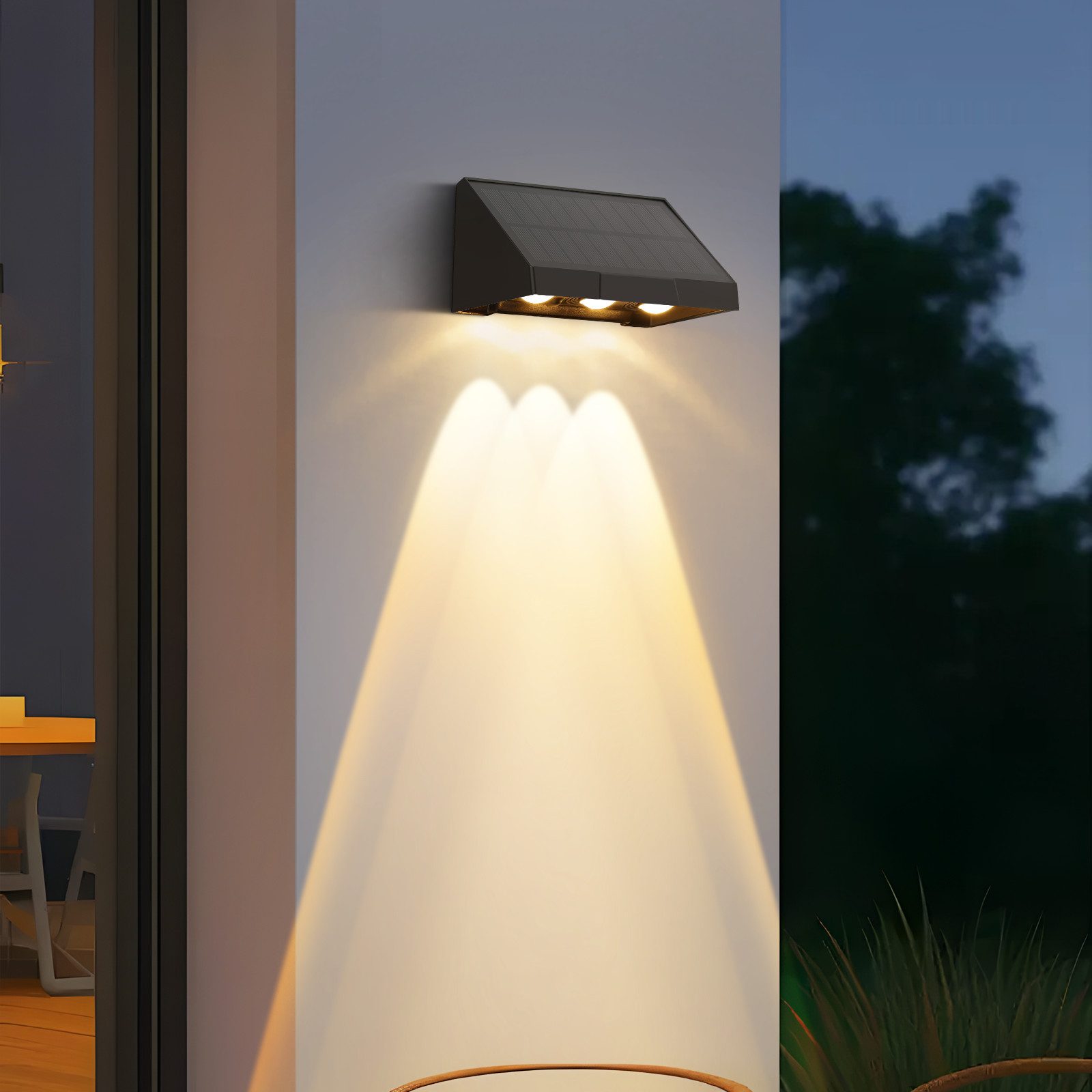 ZMH Außen-Wandleuchte 1/2/4ER Wandlampe solar 3000K 2 Modi Solarwandleuchte günstig online kaufen