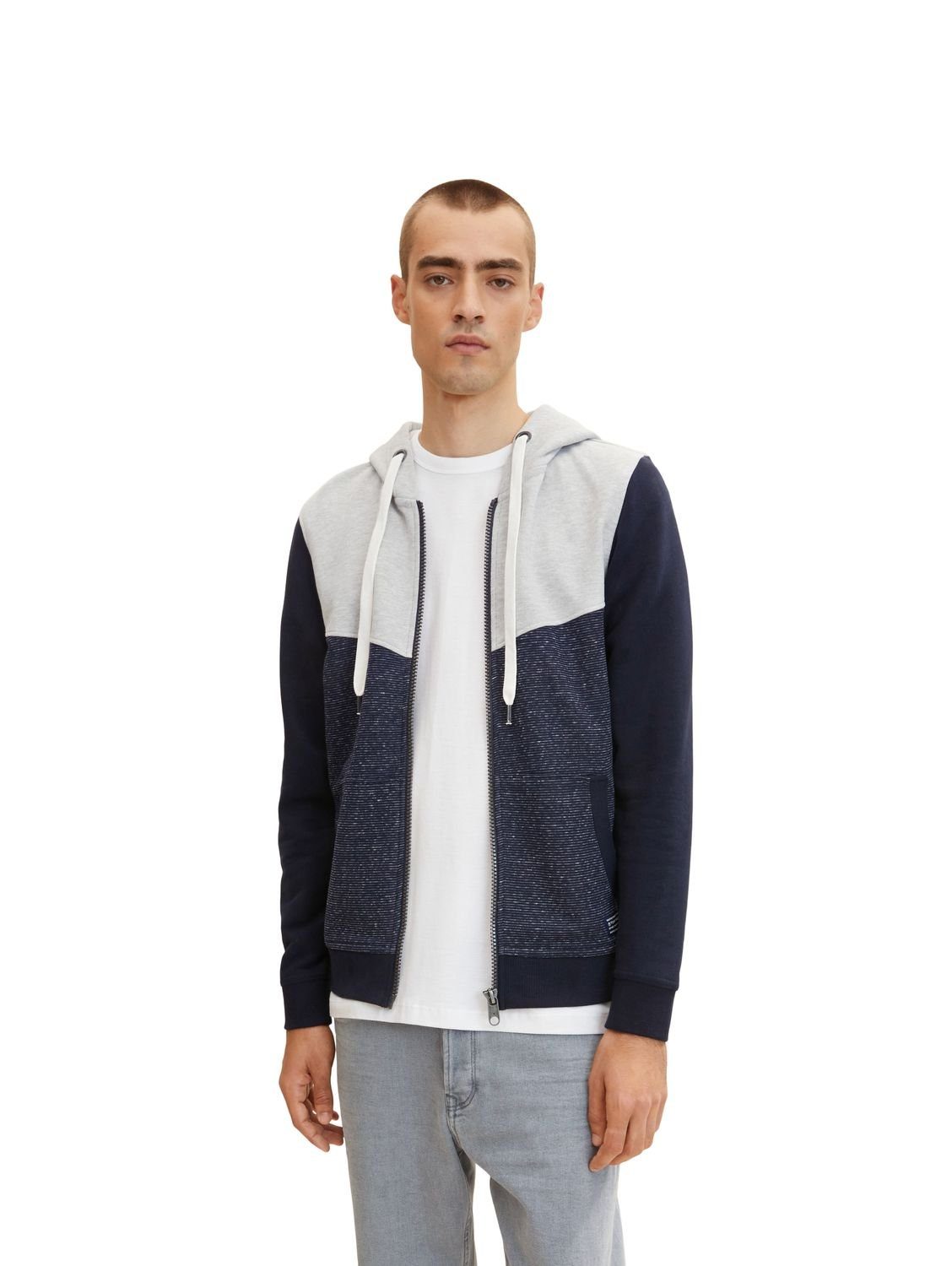 navy offwhite TOM aus stripe TAILOR Hoodie inject COLORBLOCK Baumwollmix