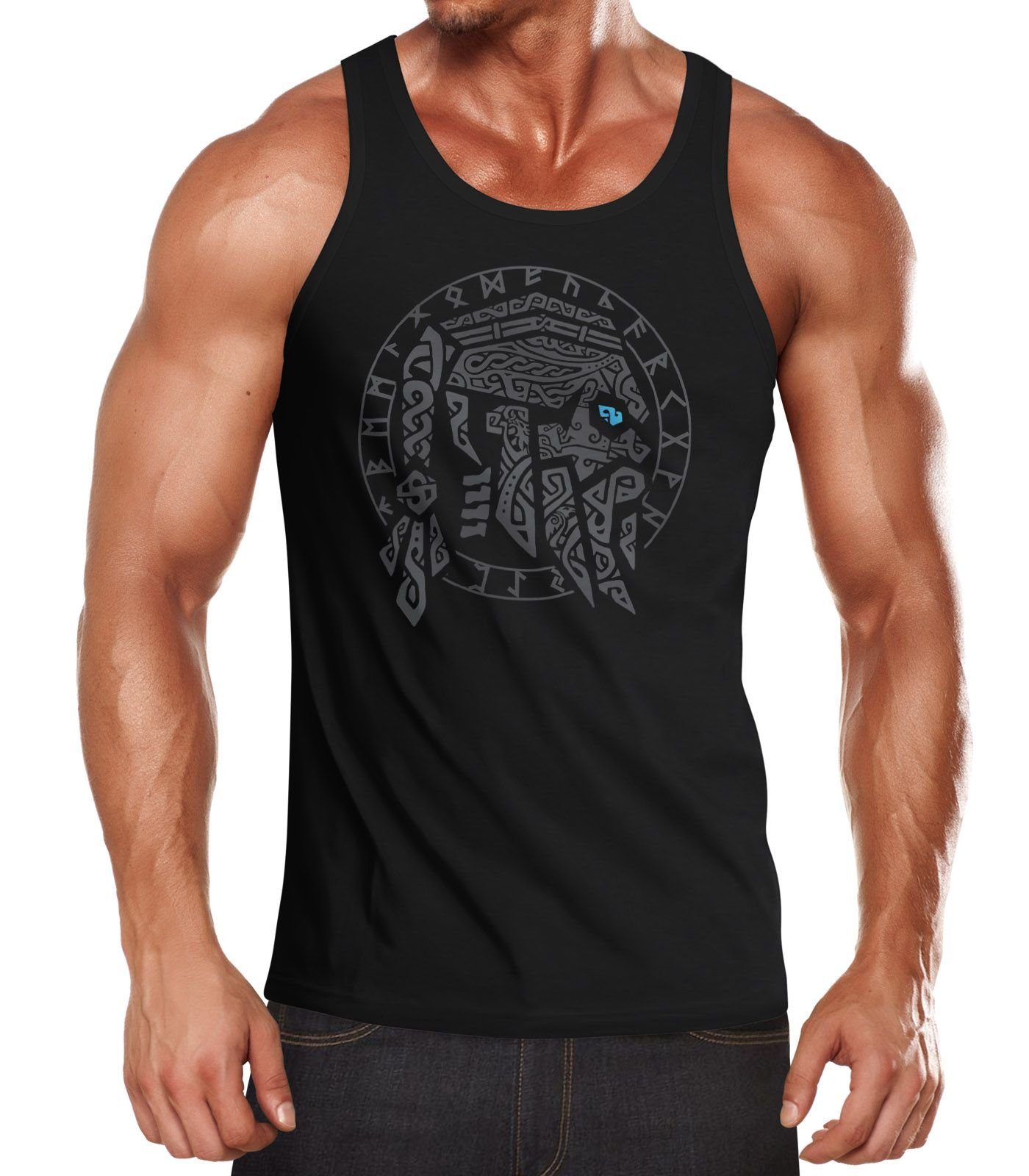 Neverless Tanktop Herren Tank-Top Odin Ragnar Gott Nordisch Runen Valhalla günstig online kaufen