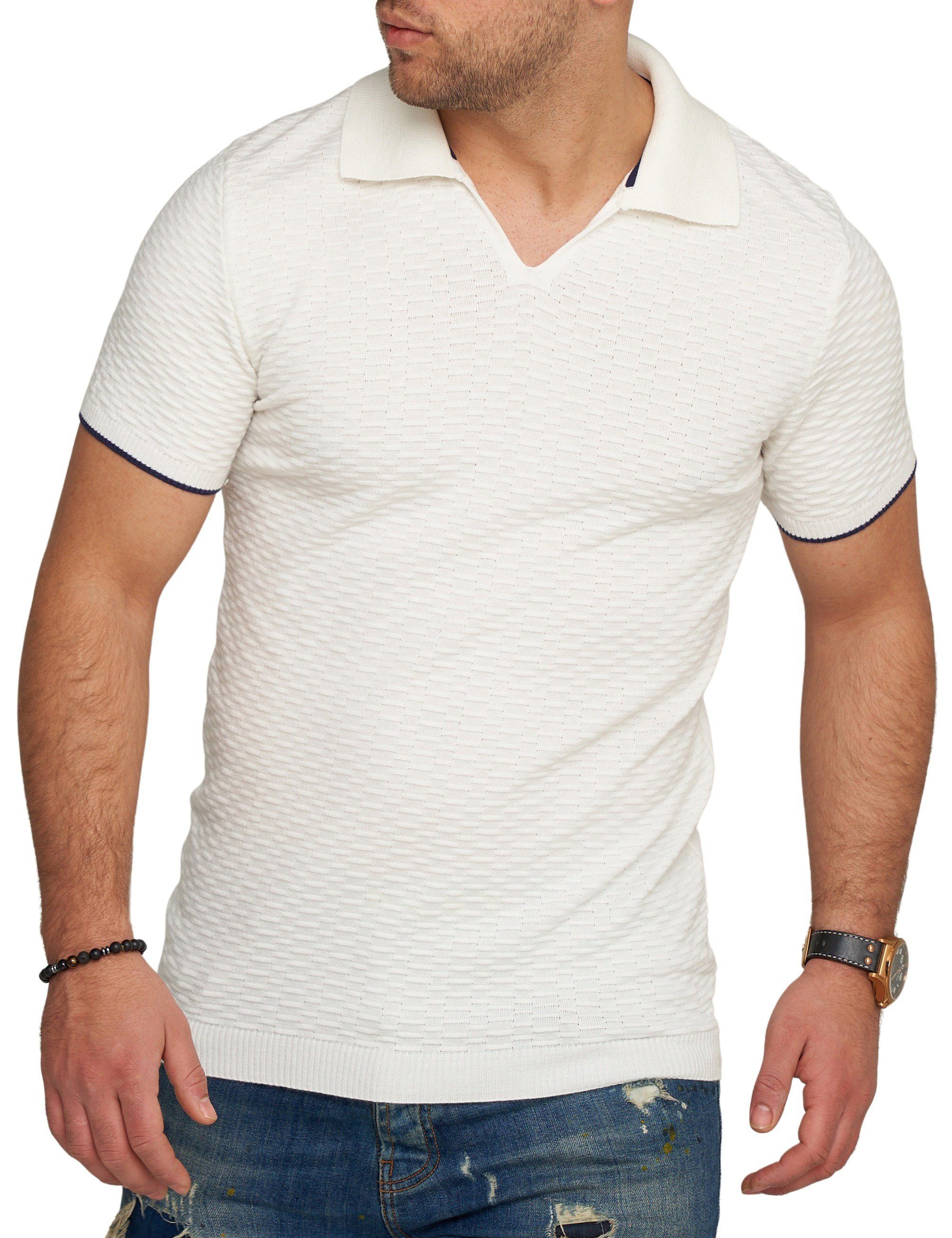 CARISMA Poloshirt CRMACEIO Strick T-Shirt Kurzarm Weiß Polo