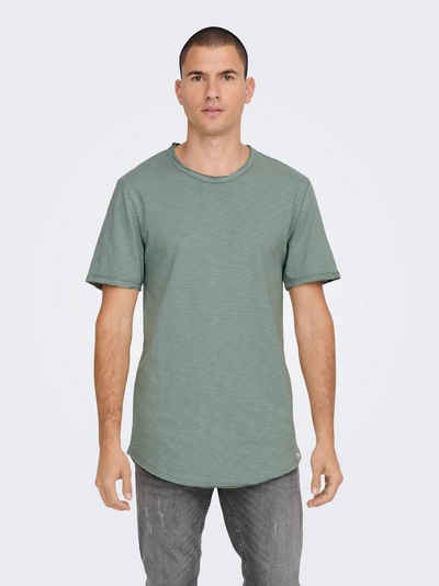 ONLY & SONS T-Shirt Langes Rundhals T-Shirt Einfarbiges Kurzarm Basic Shirt ONSBENNE 4783 in Grün