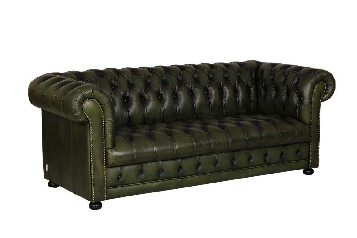 Deluxe Clyde Polstergarnitur (3-tlg), Chesterfield Federkern Sofagarnitur Leder Salottini 3/2/1,