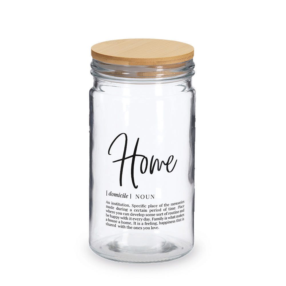 Zeller Present Deckel Vorratsglas 'Home' m. Bambusdeckel, 1000 ml, Soda Glas/Bambus/Silikon, ca. Ø 10 x 19,5 cm