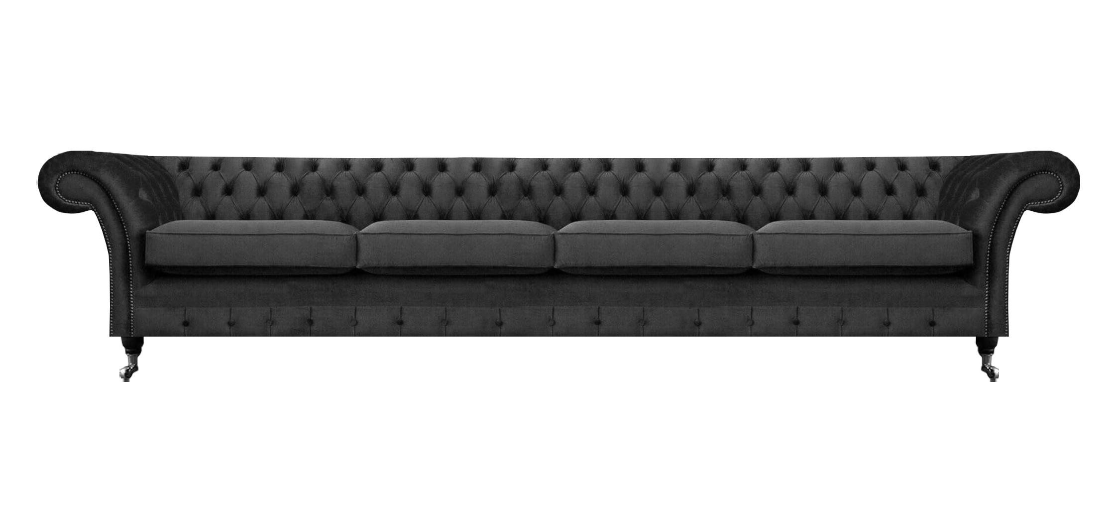 Xlmoebel Big-Sofa Schwarzes Textil-Sofa mit bequemer Polsterung für Wohnräume, 4-Sitzer, Hergestellt in Europa
