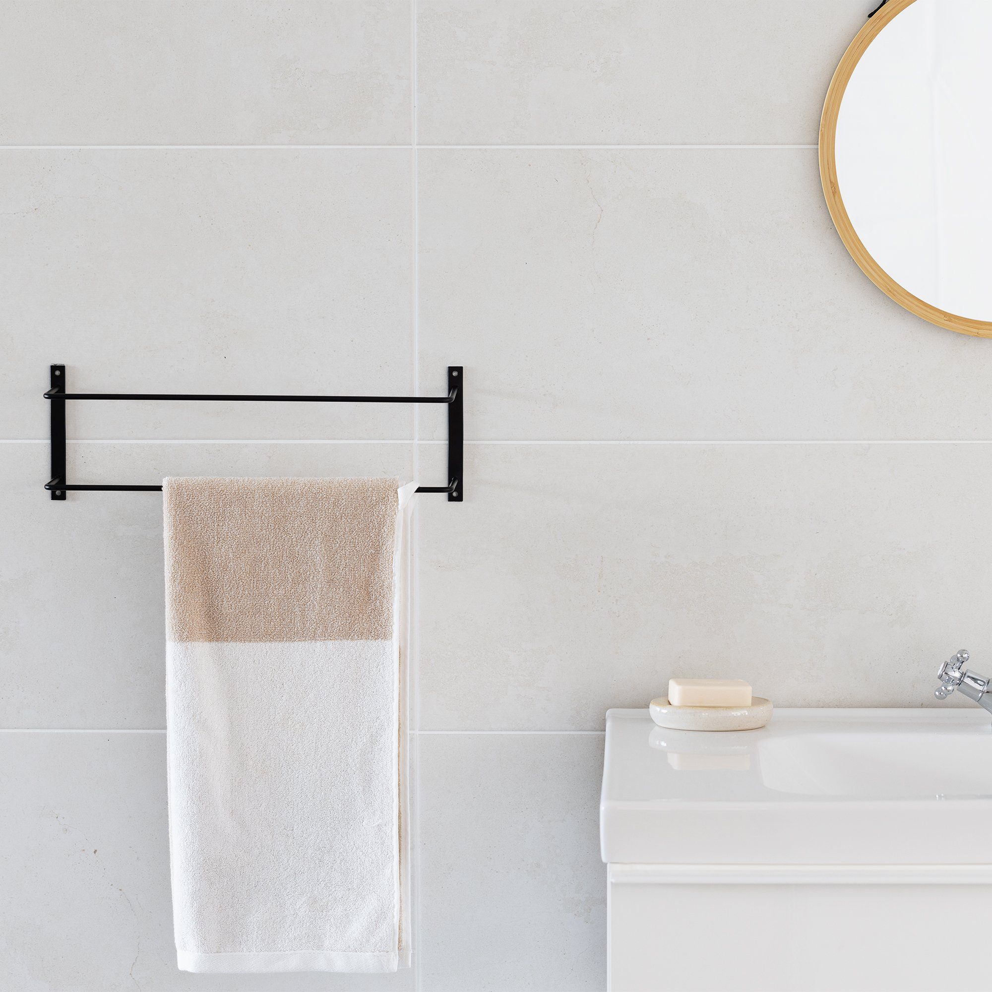 Navaris Handtuchstange Doppel Handtuchhalter schwarz - Wand Handtuchstange günstig online kaufen