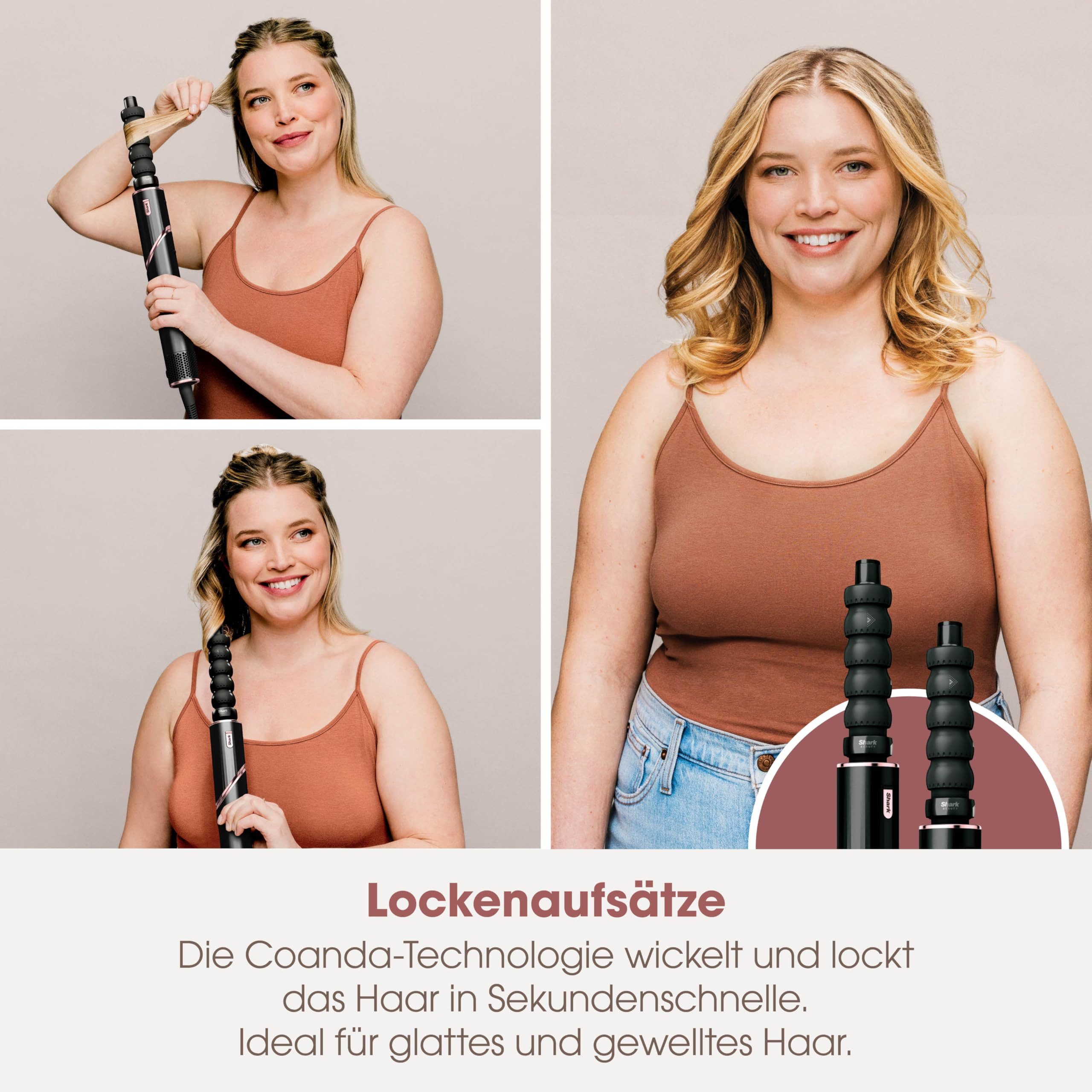 Shark Haartrockner HD426SLEU, Vielseitiger 3-in-1 Haarstyler & -trockner mit Aufsätzen