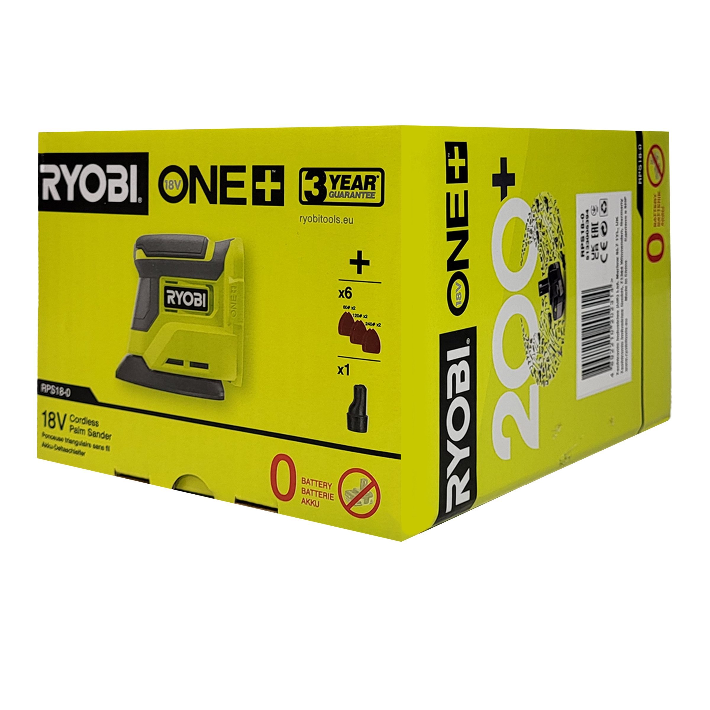 RYOBI Akku-Exzenterschleifer Ryobi RPS18-0 Akku-Exzenterschleifer 18 V ONE+ (ohne Akku), (1 tlg)