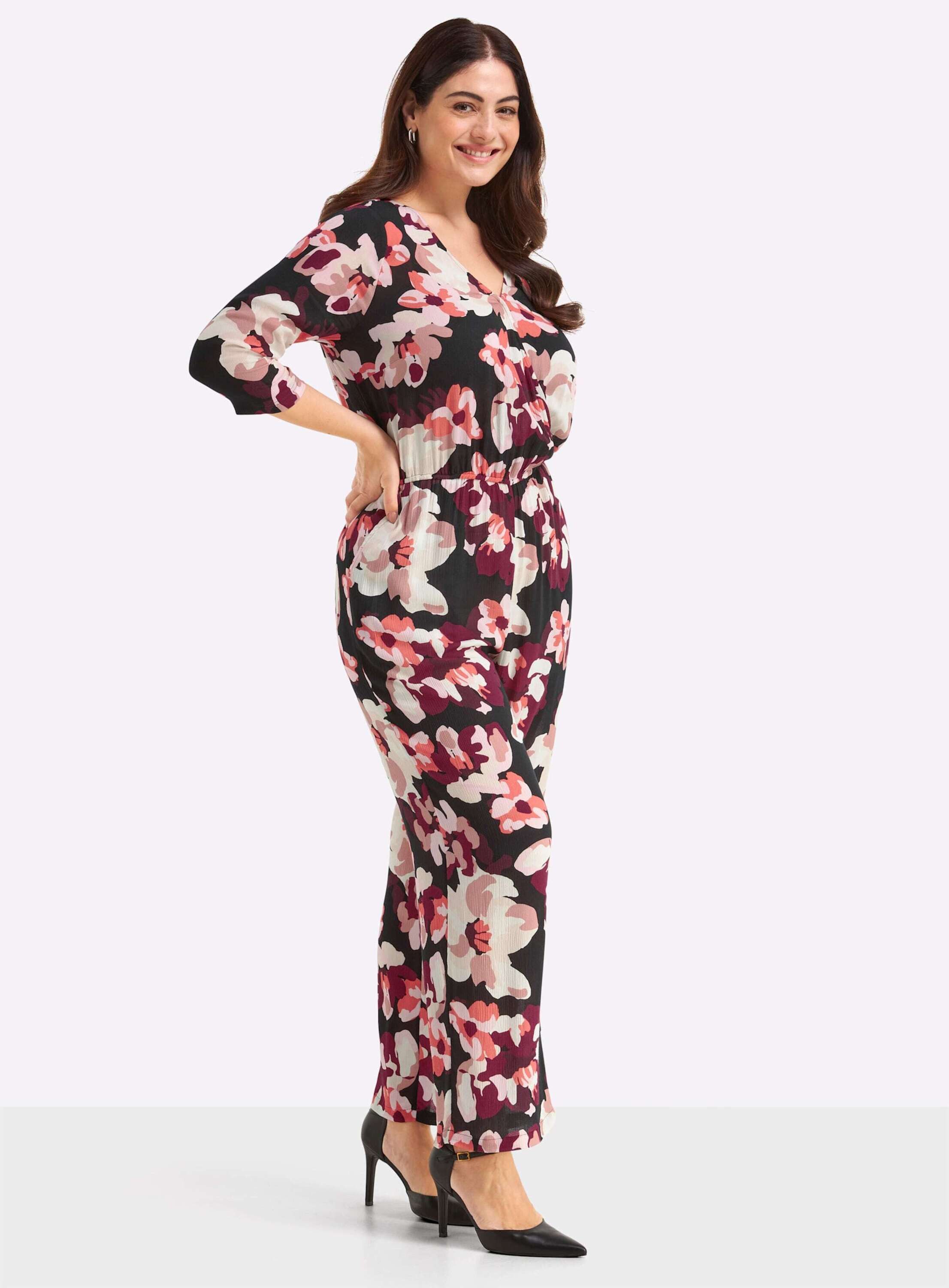 Sheego Jumpsuit Jumpsuit Kurzarm Innenbeinlänge ca. 81 cm