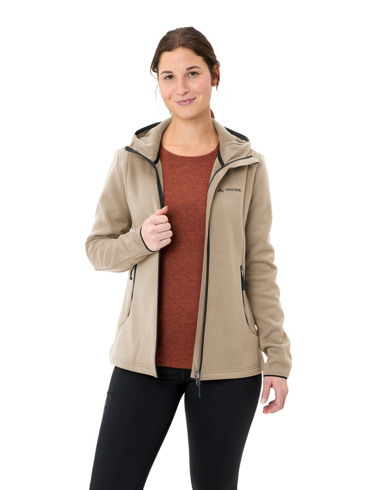VAUDE Fleecejacke WOMEN'S IDRIS FLEECE HOODY mit Reißverschluss, aus Polyester, leichtes Futter