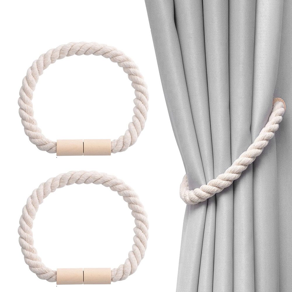 TUWENA Raffhalter 2 Stück Magnetische Vorhang Raffhalter aus Holz,Gardinen Raffhalter, Vorhanghalter für Zuhause und Büro, Fenstervorhänge