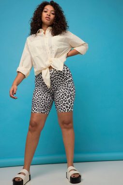 Studio Untold Lederimitathose Radler tight Legs High Waist Leo Print Rippjersey