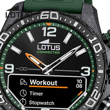 Lotus Multifunktionsuhr Lotus Herrenuhr Kunststoff Grün Lotus, (Multifunktionsuhr), Herren Armbanduhr rund, groß (ca. 45mm), Kohlefaser, Sport, Fashion