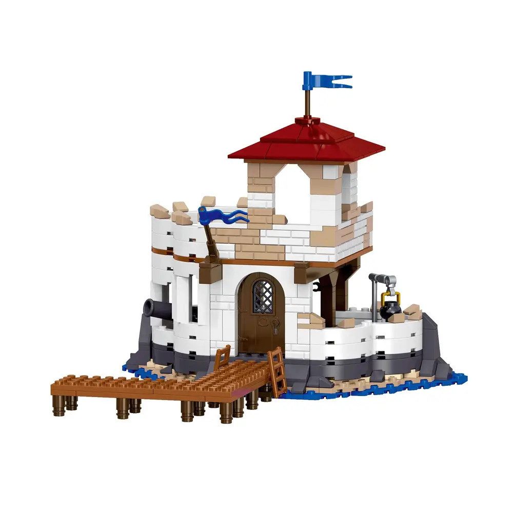 Brixies BRIXIES Plus Piraten-Festung - Abwehrbollwerk Klemmbausteine Konstruktions-Spielset