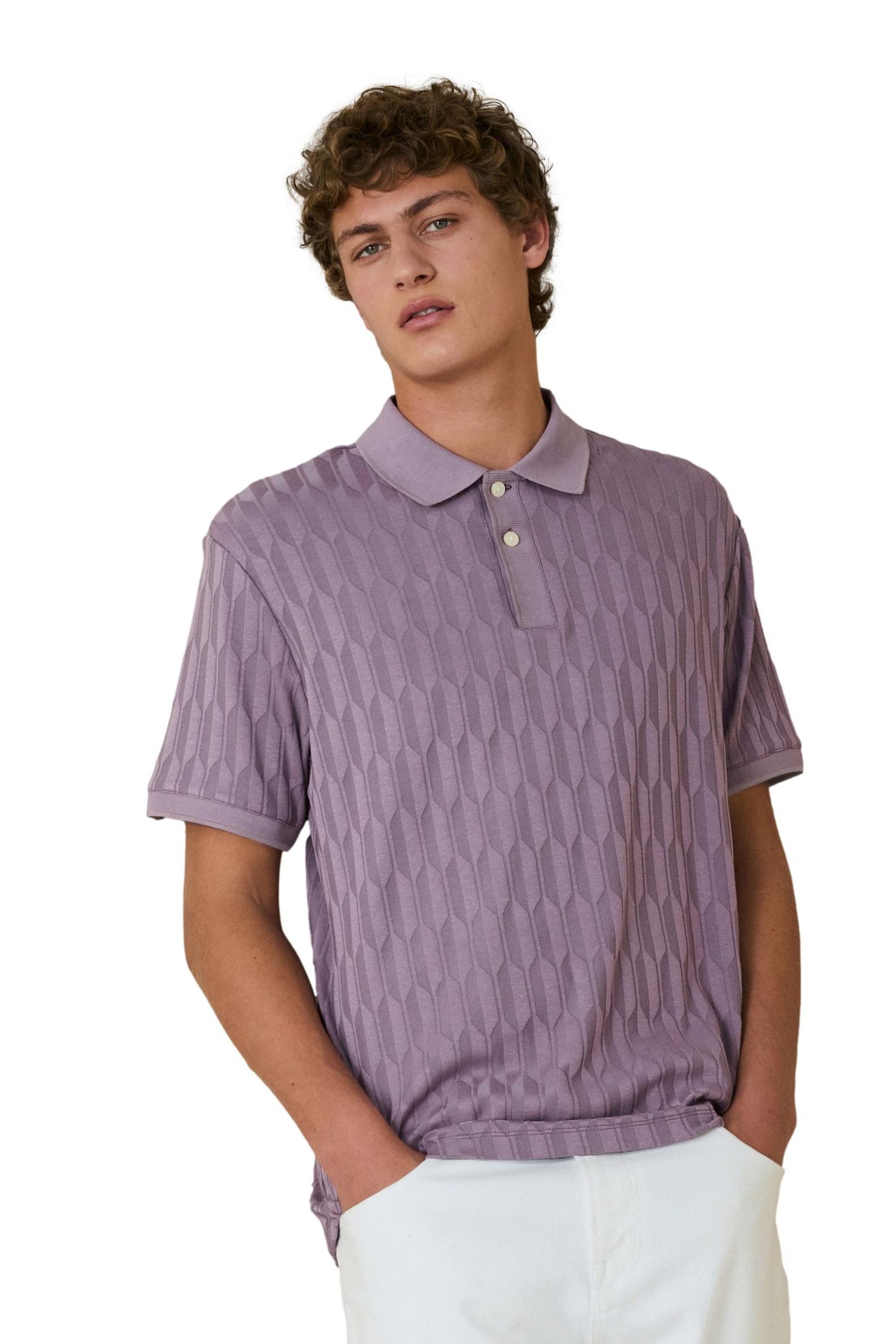 Next Poloshirt Poloshirt aus Modal mit Jacquard-Struktur (1-tlg)