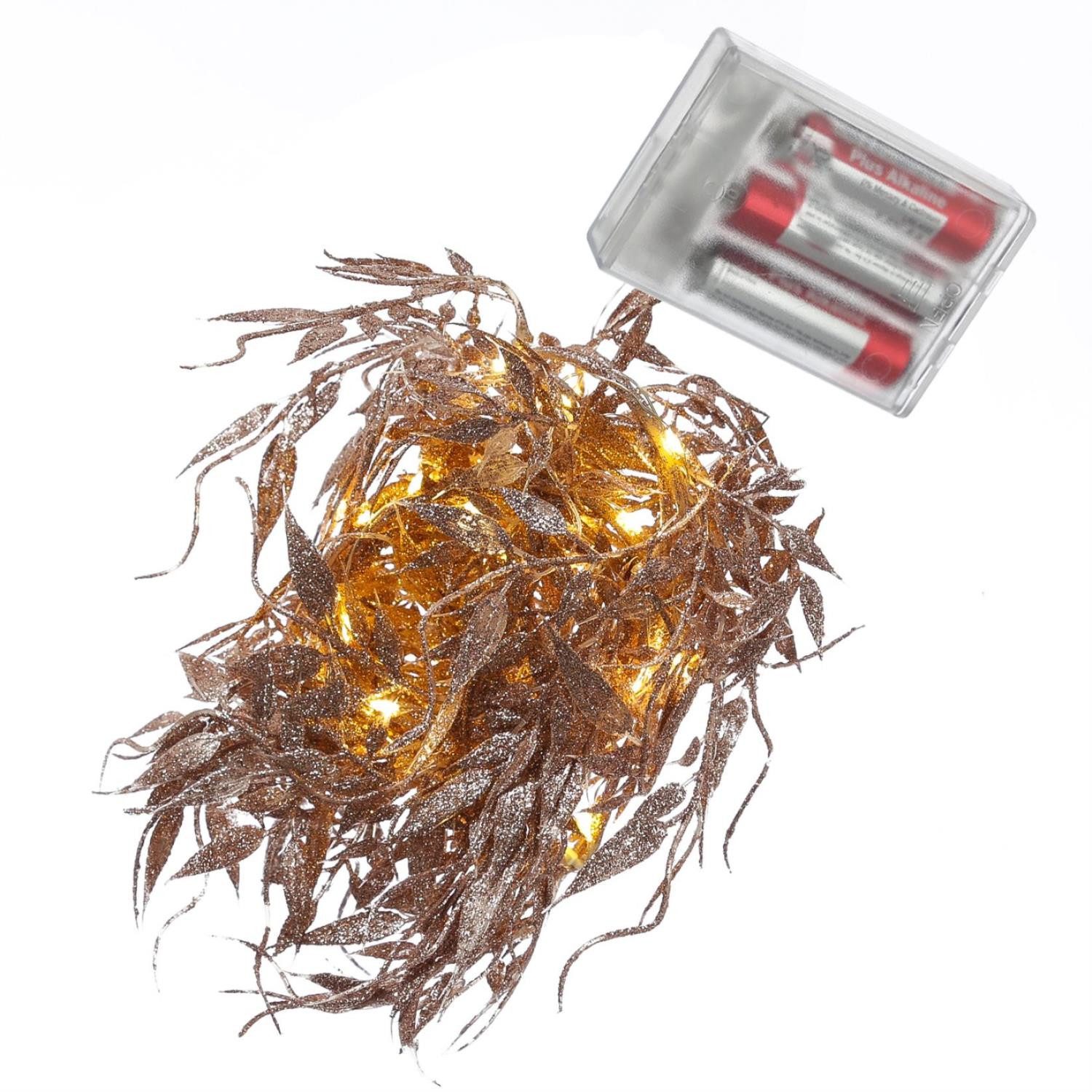 MARELIDA LED-Lichterkette Drahtlichterkette glitzernde Blätter Deko Girland günstig online kaufen