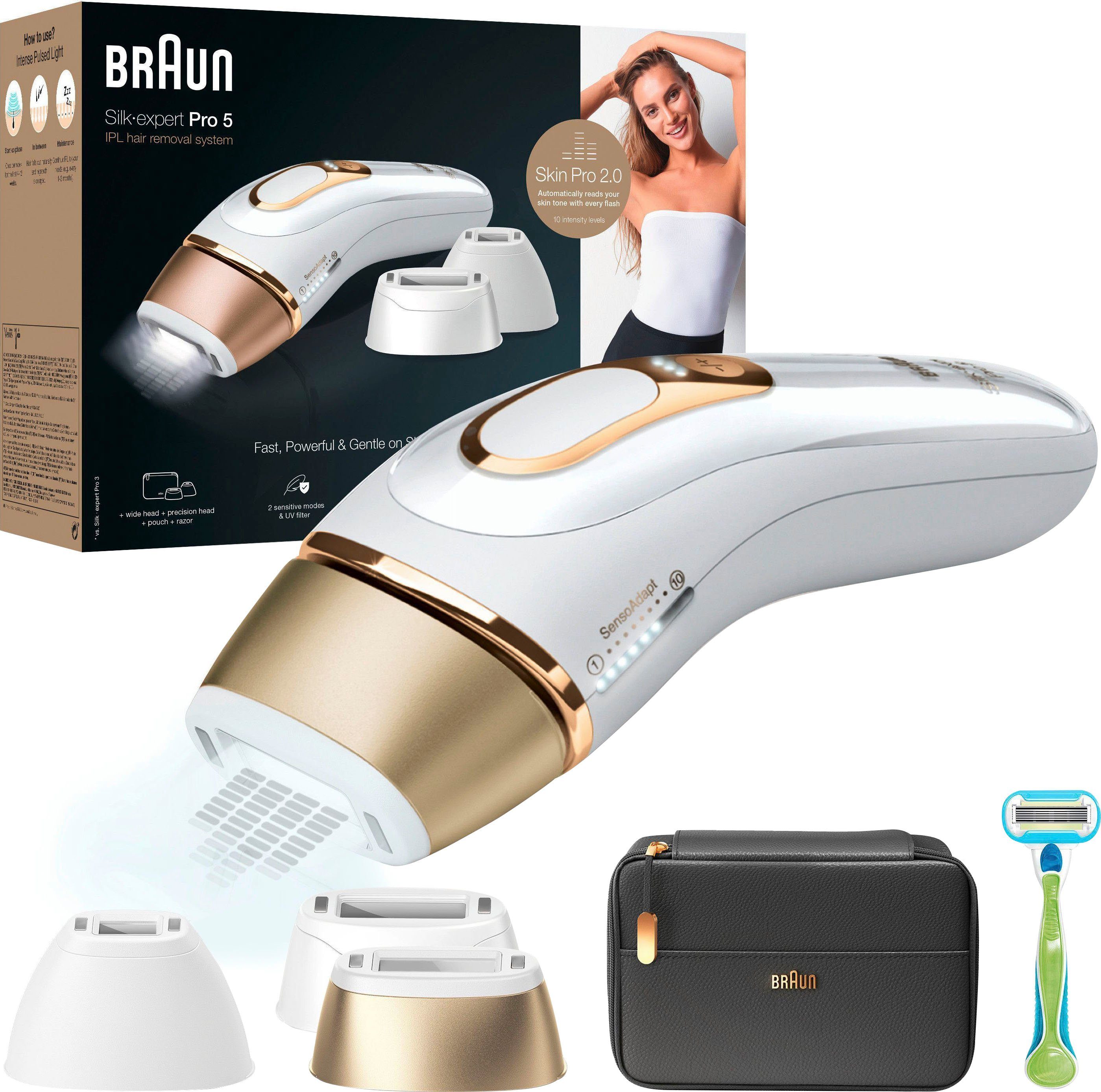 Braun IPL-Haarentferner Silk-Expert Pro Lichtimpulse, IPL, 400.000 2.0 5 Pro Skin PL5243 Sensor