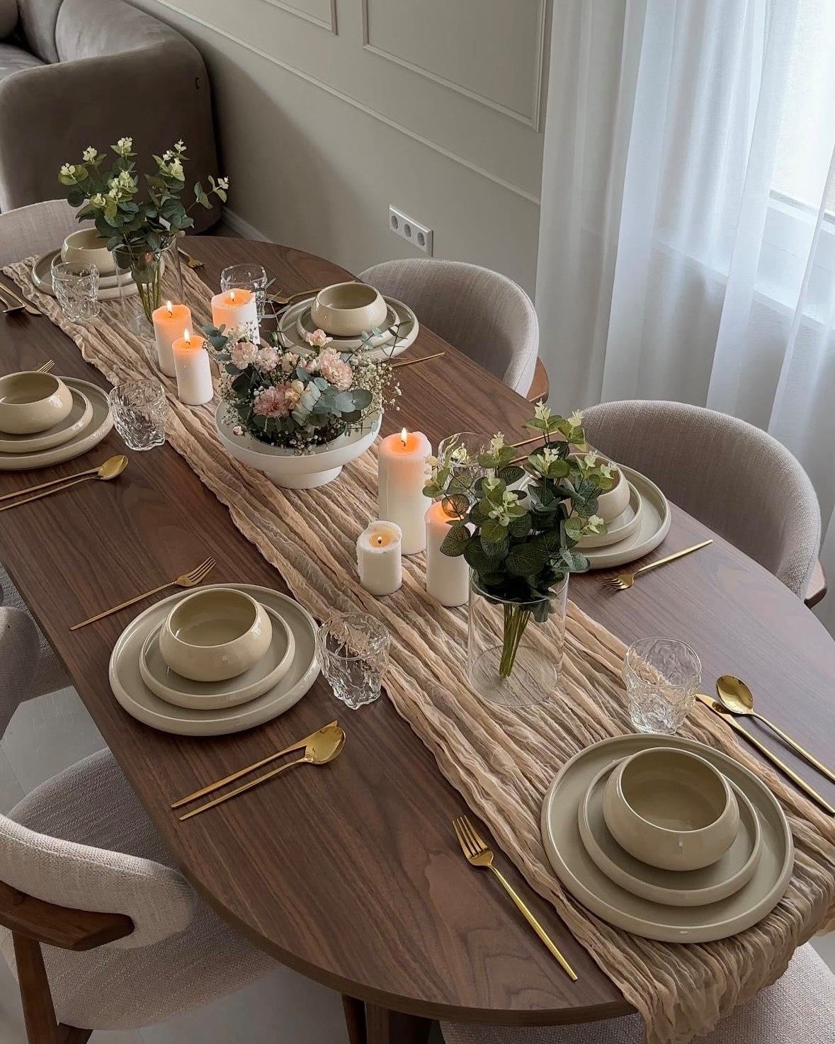 EKA Geschirr-Set Bondy Beige Teller-Set 25-teilig (25-tlg), Porzellan