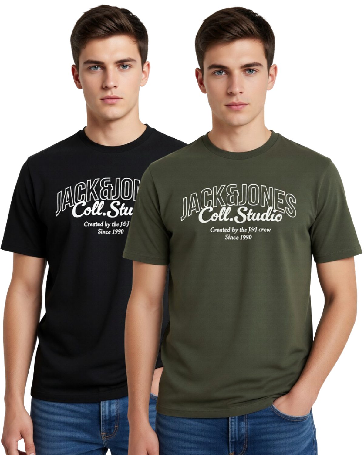 Jack & Jones Print-Shirt (Spar-Set, 2er-Pack) mit hochwertigem Logodruck, aus Baumwolle