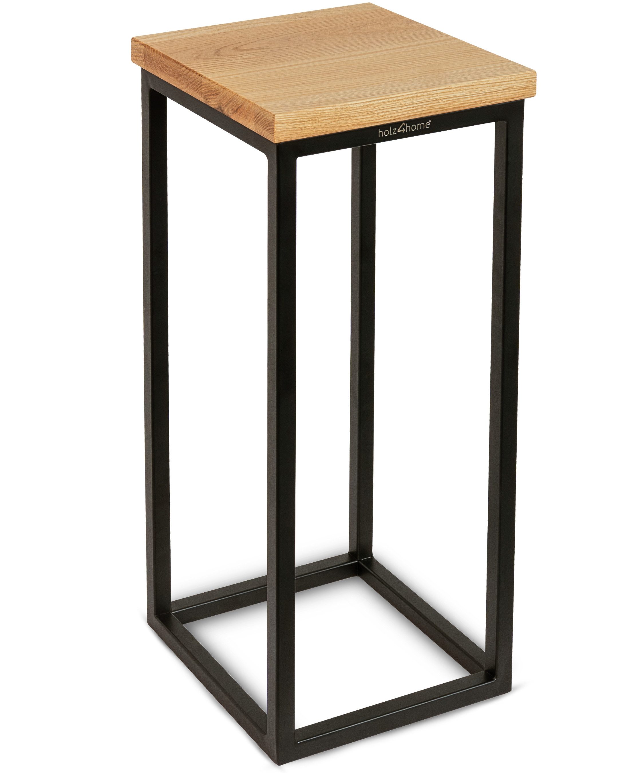 holz4home® Blumenständer Dekoständer aus Eichenholz Massiv Natur Geölt I Dekosäule Stahlrahmen