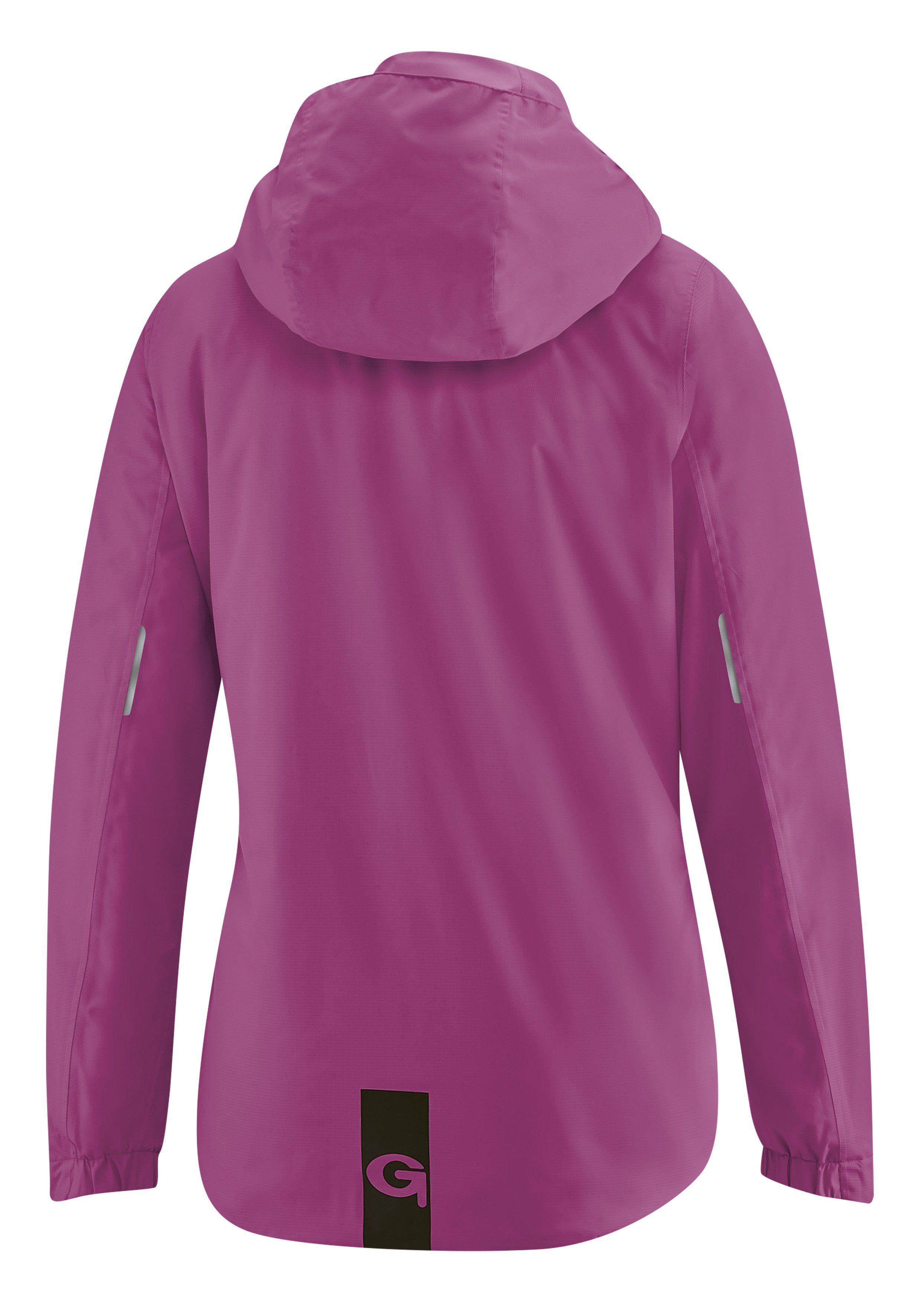 Fahrradjacke Damen wind- Kapuze Regenjacke Sura mit lila Therm Radjacke und Gonso wasserdicht,