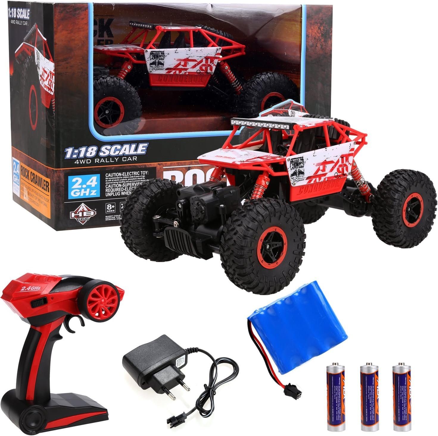 COIL RC-Monstertruck RC-Auto, Ferngesteuertes Auto, Geländewagen, 1:18, 2,4 GHz, Fernbedienung: 60 – 100 m, 4-Rad Antrieb