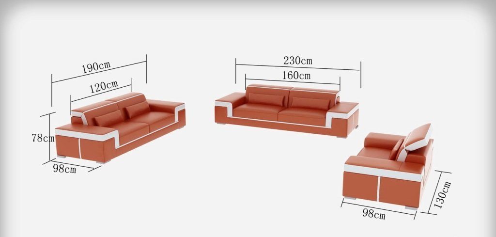 Orange Sofa Made Sitzer Polstersofa in Europe Ledersofa 32 Couch, Set JVmoebel Garnitur Sofagarnitur