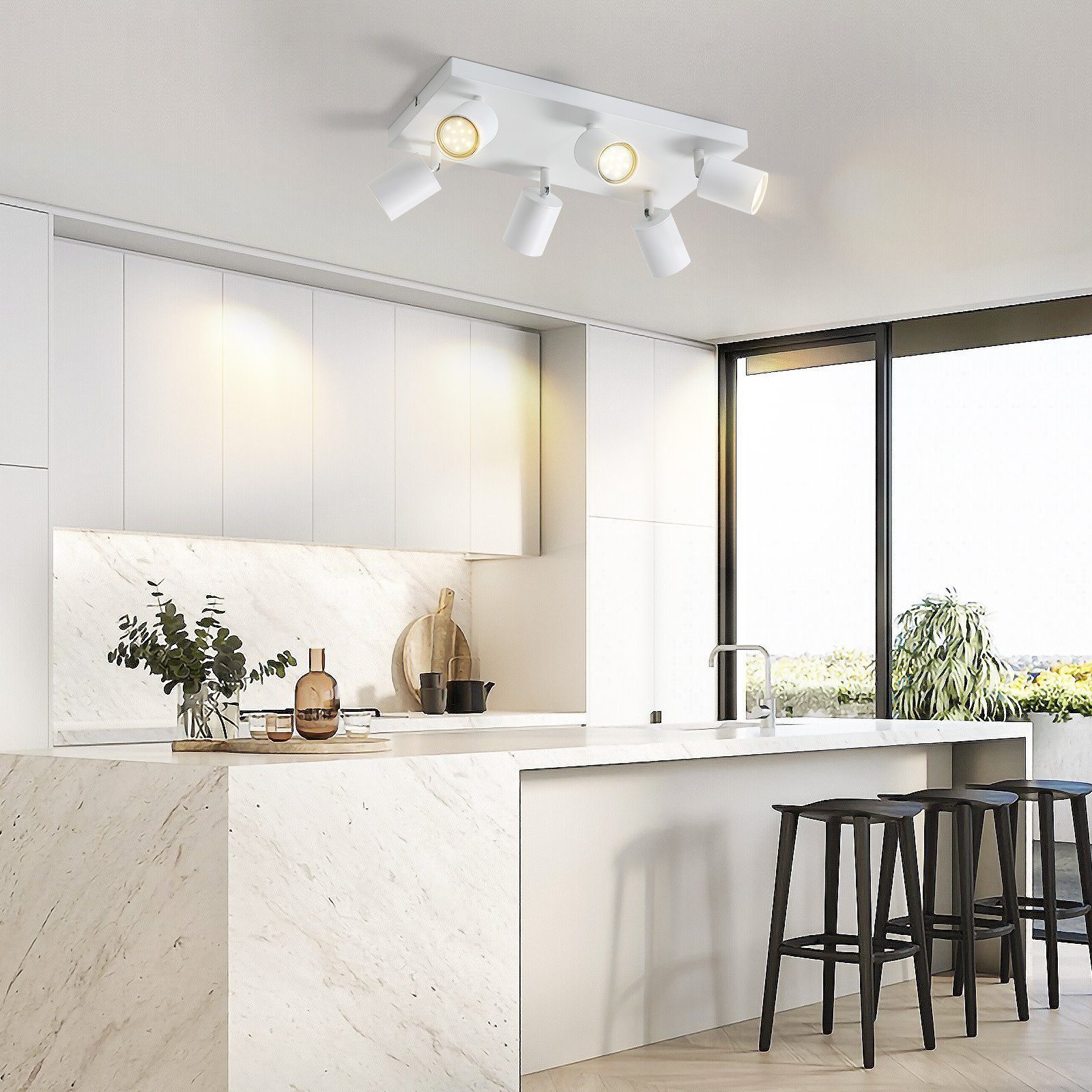 ZMH LED Deckenstrahler 6 Flammig Modern GU10 Spots 330° Schwenkbar Deckenspots Flur Küche, Hochwertige Matreial, LED fest integriert, Wandstrahler für Wohnzimmer Schlafzimmer